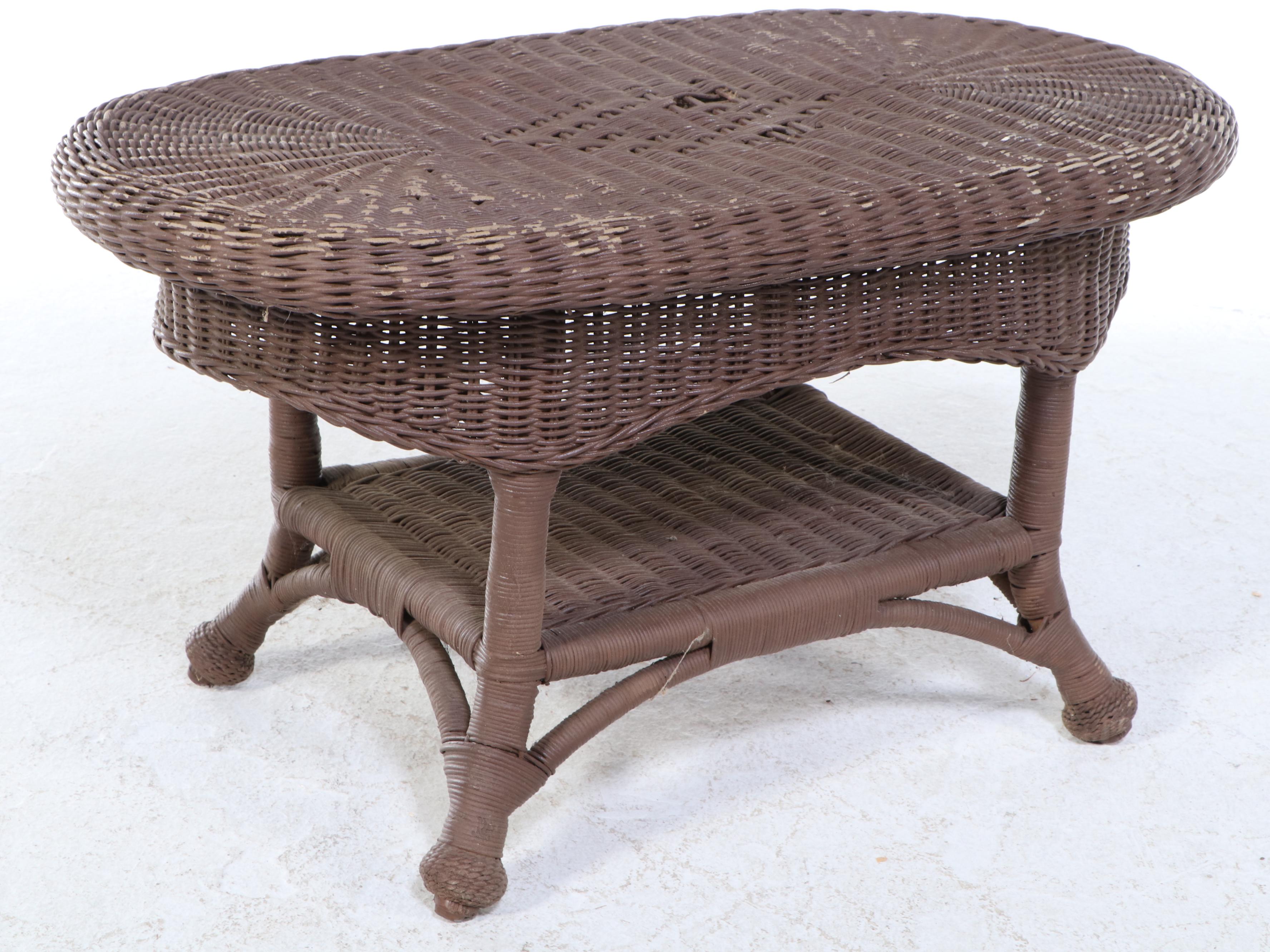 Hampton Bay Wicker Loveseat and Accent Table