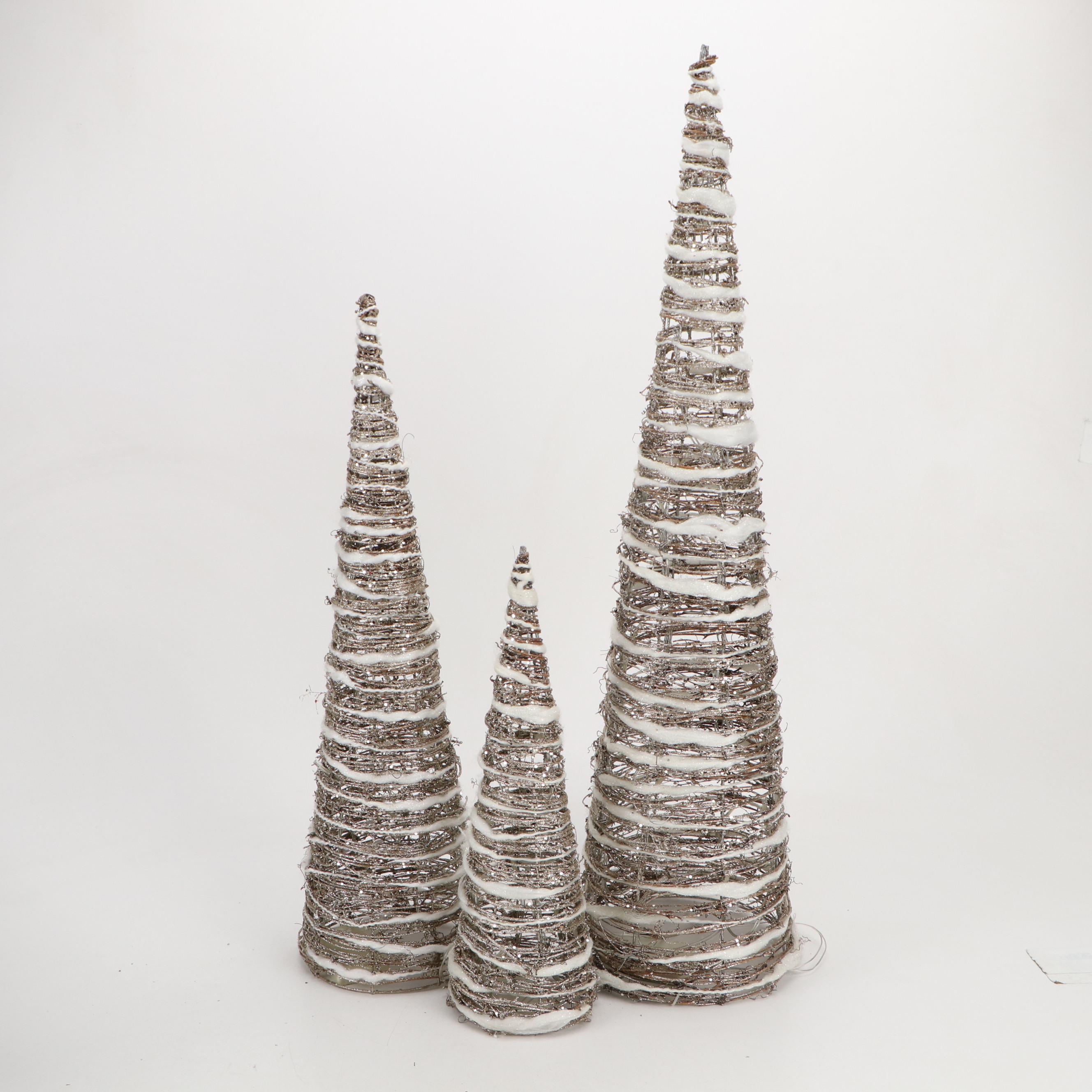 Lenox and Pandora Ceramic Ornaments with Light Up Trees and Resin Elf Sleigh