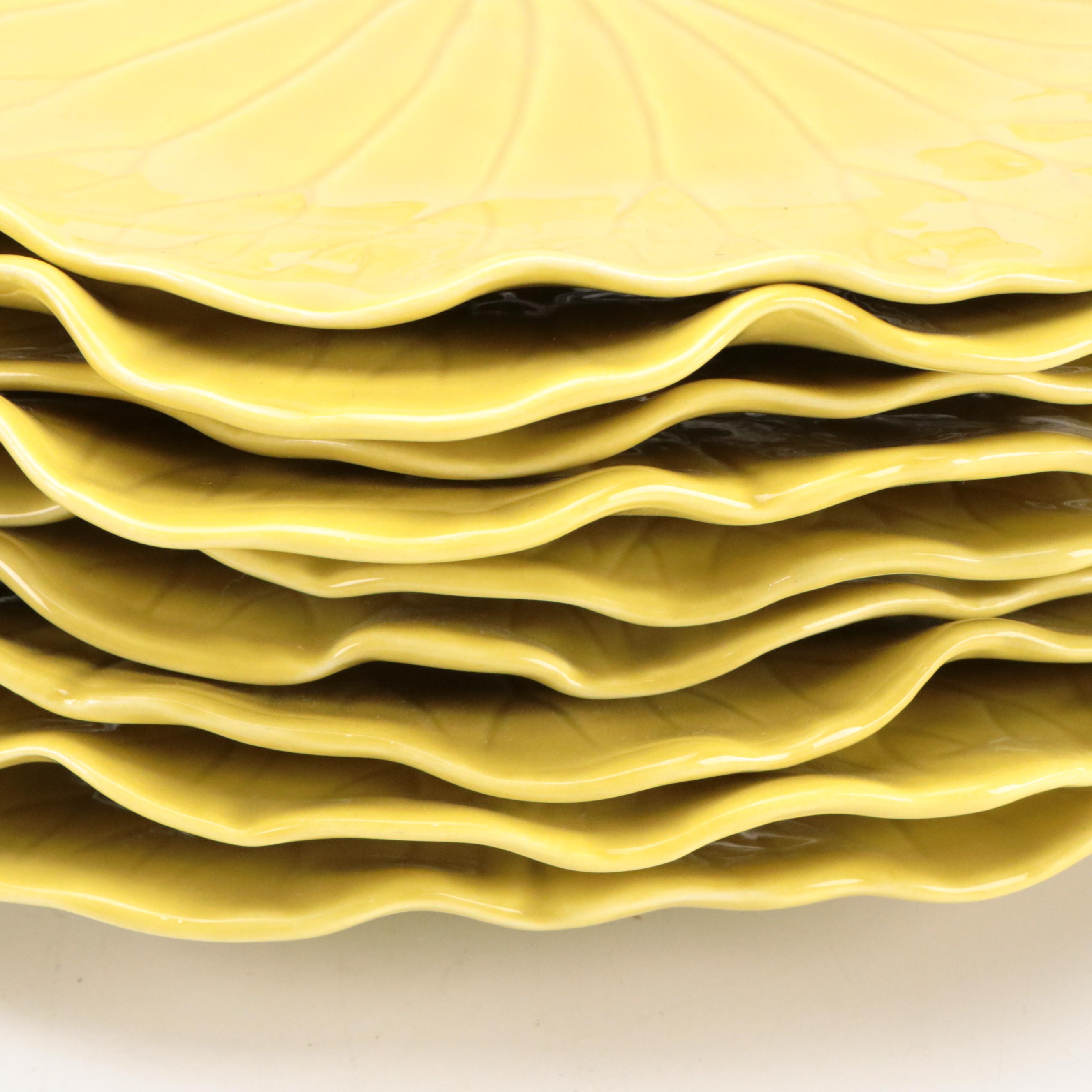 Metlox "Lotus Dark Green" and "Lotus Fern Green" Ceramic Dinner Plates