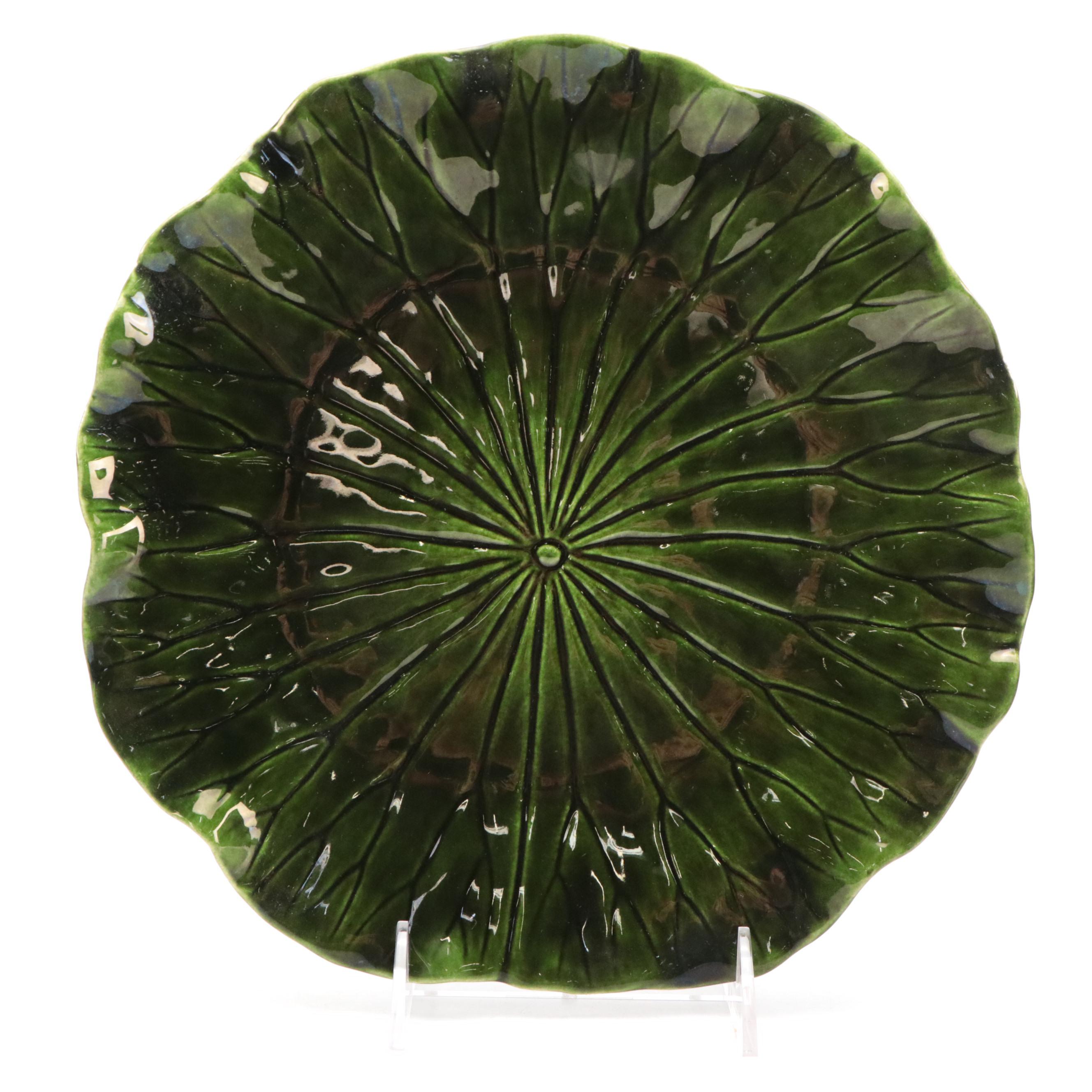 Metlox "Lotus Dark Green" and "Lotus Fern Green" Ceramic Dinner Plates