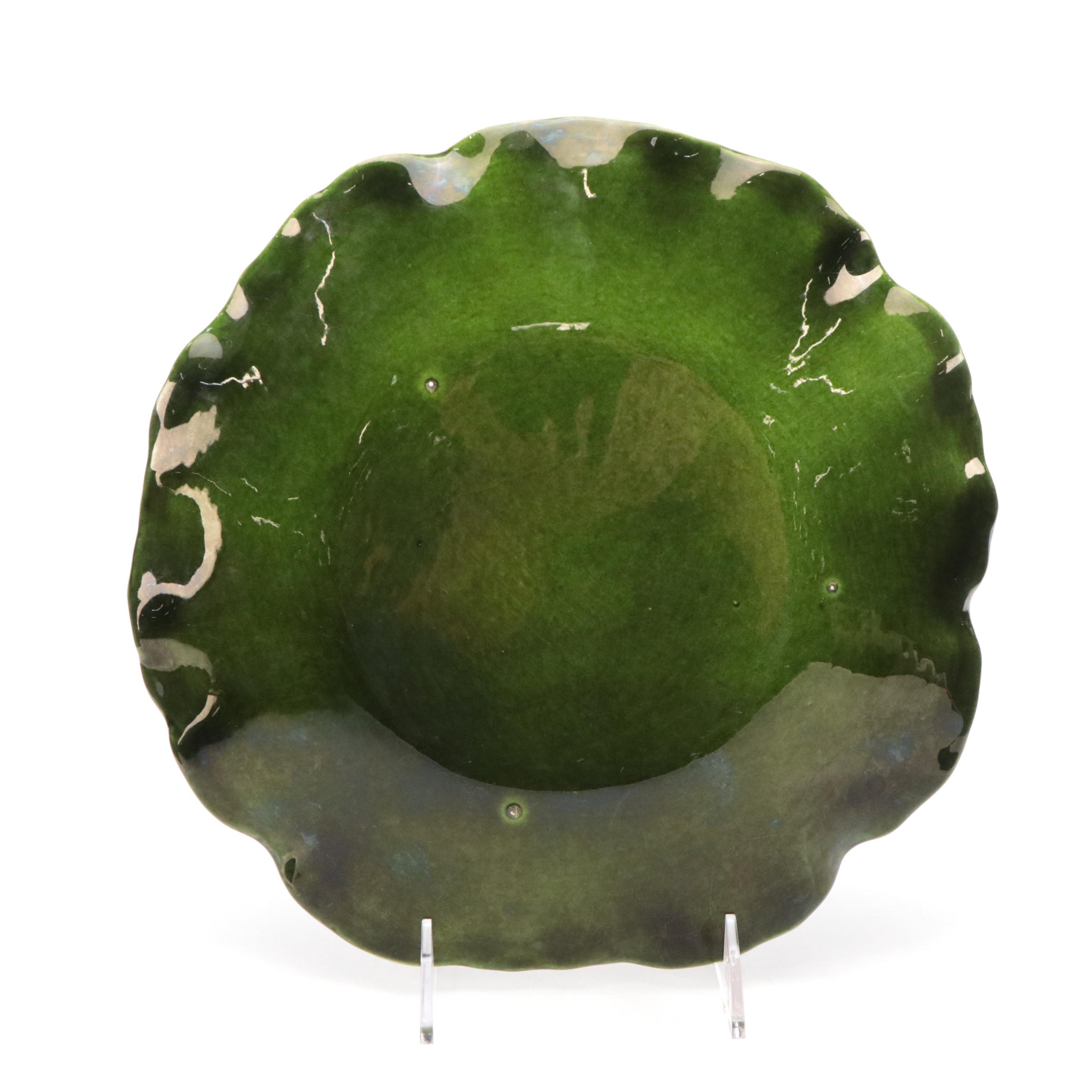 Metlox "Lotus Dark Green" and "Lotus Fern Green" Ceramic Dinner Plates