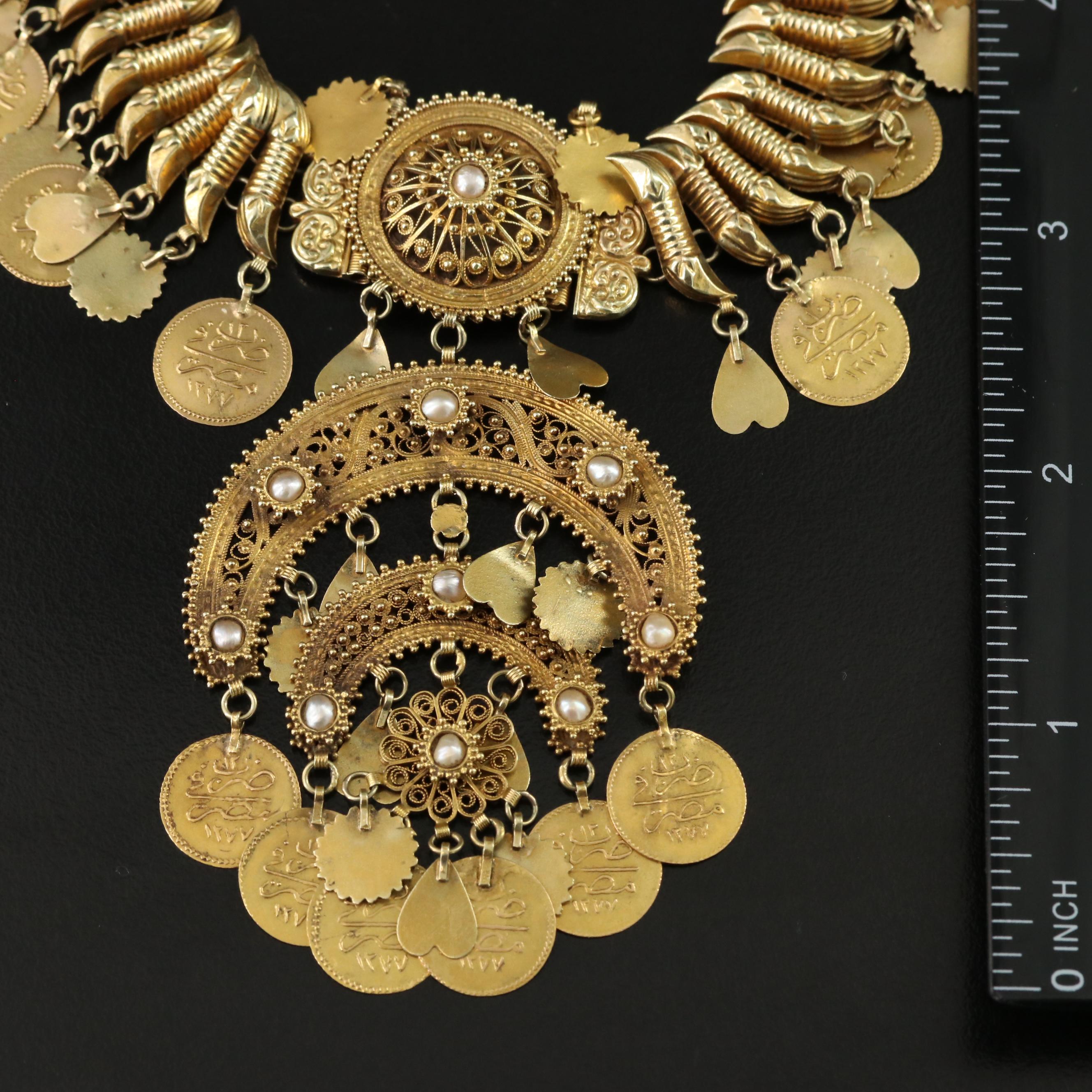 Middle Eastern 14K Crescent Cannetille Convertible Parure