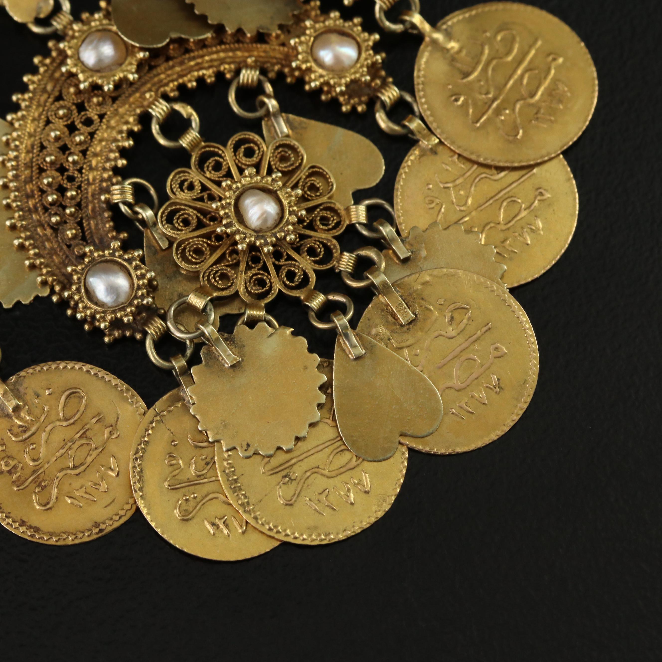 Middle Eastern 14K Crescent Cannetille Convertible Parure