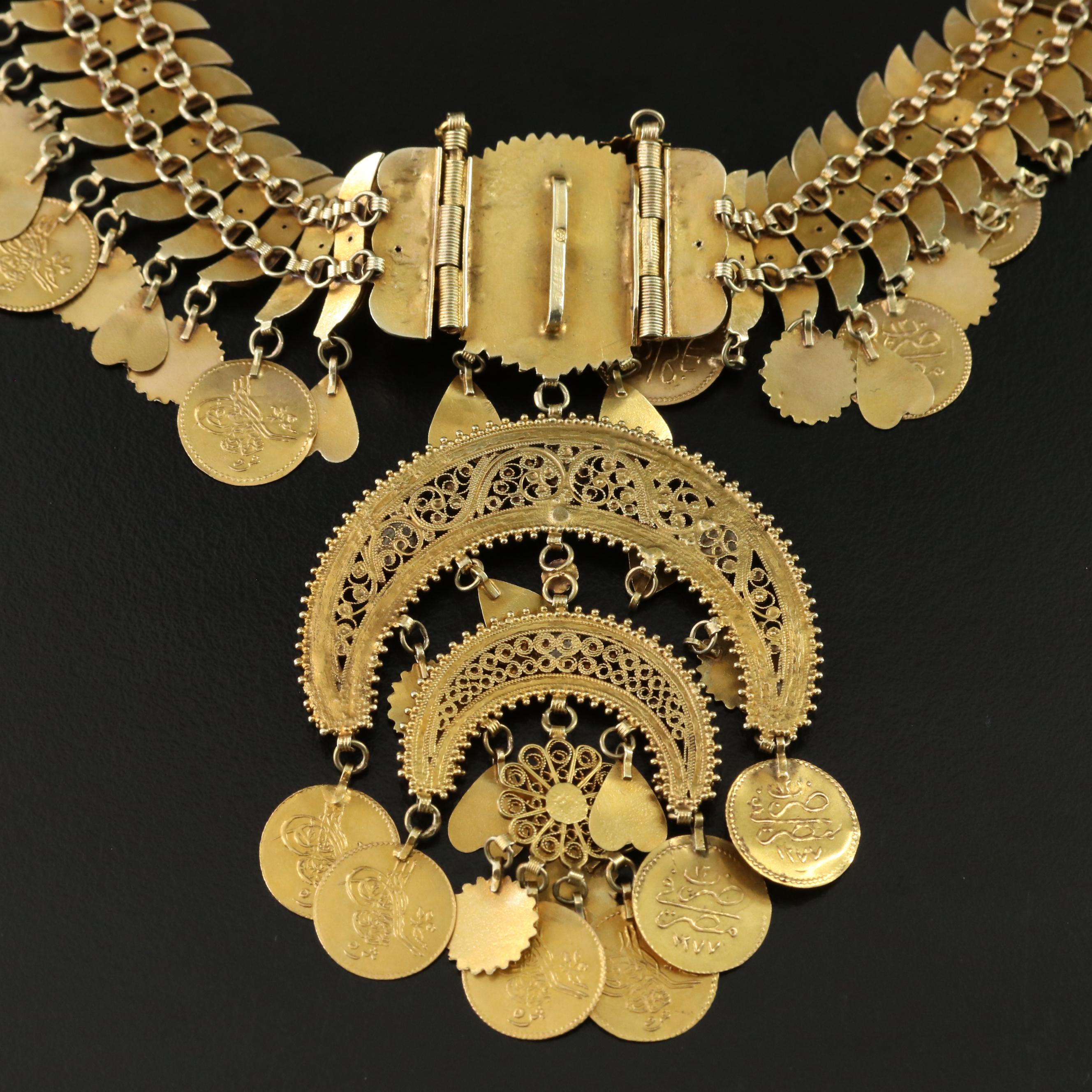 Middle Eastern 14K Crescent Cannetille Convertible Parure