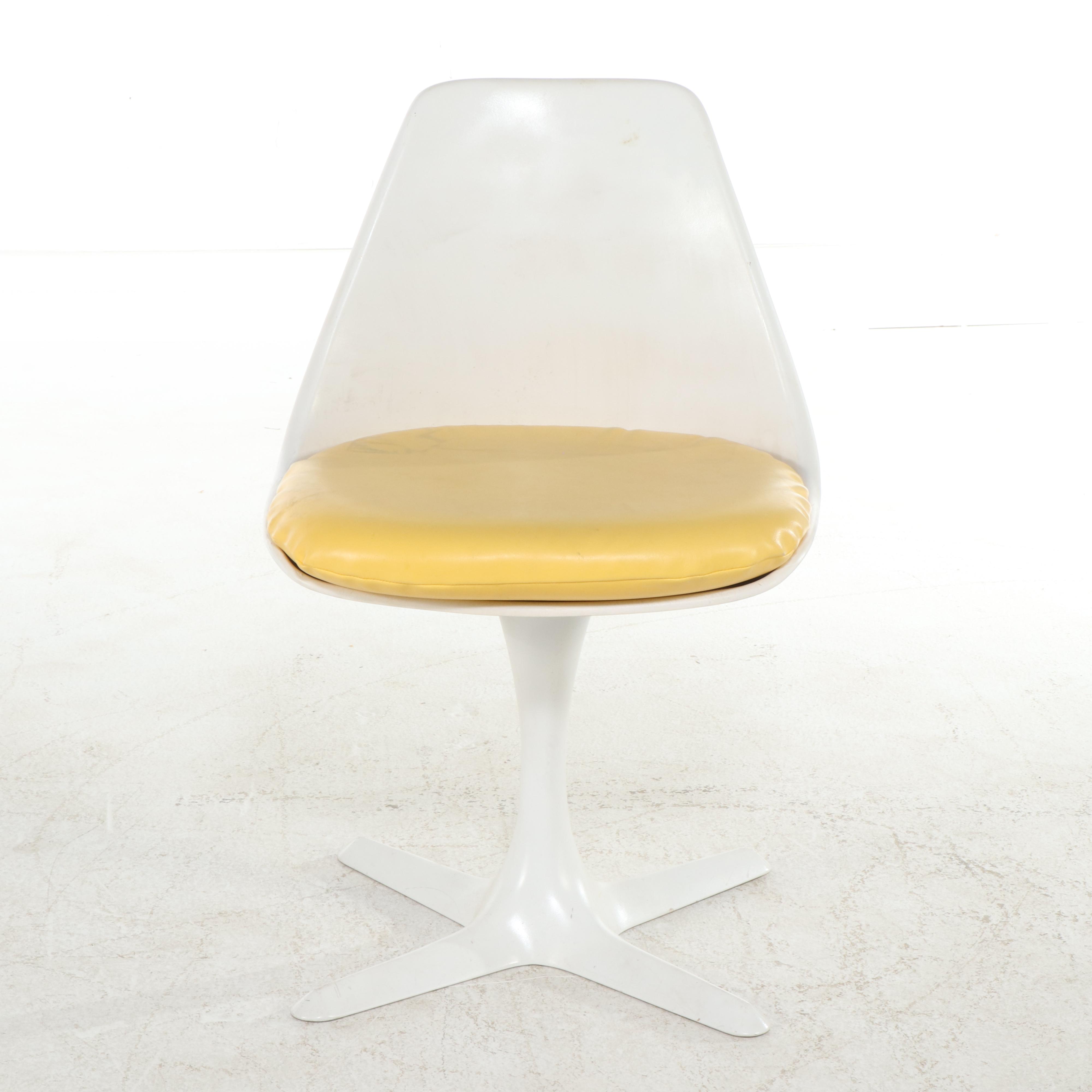 Pair of Burke Inc. Mid Century Modern Fiberglass and Aluminum "Tulip" Chairs