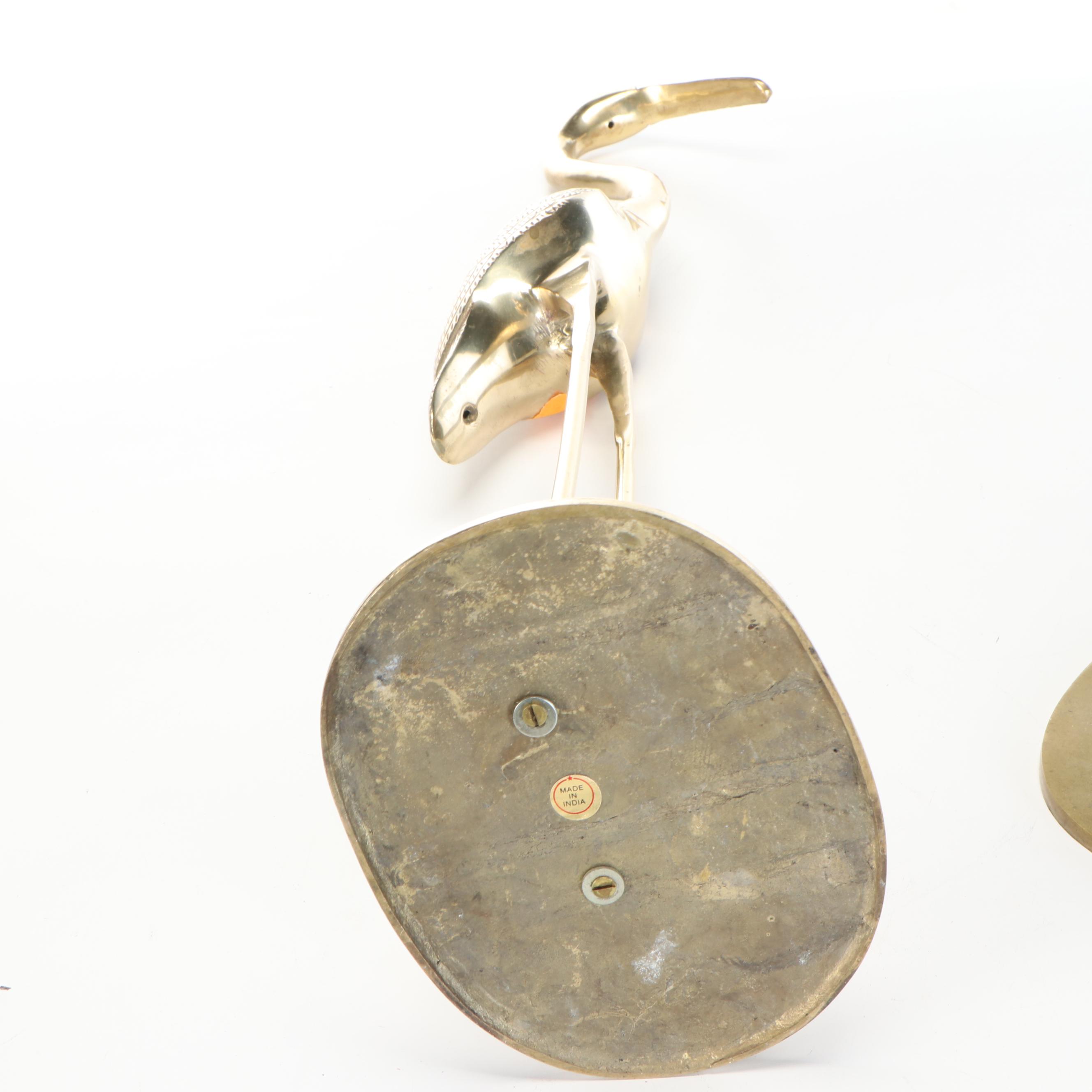 Cast Brass Stork Figures, Pair