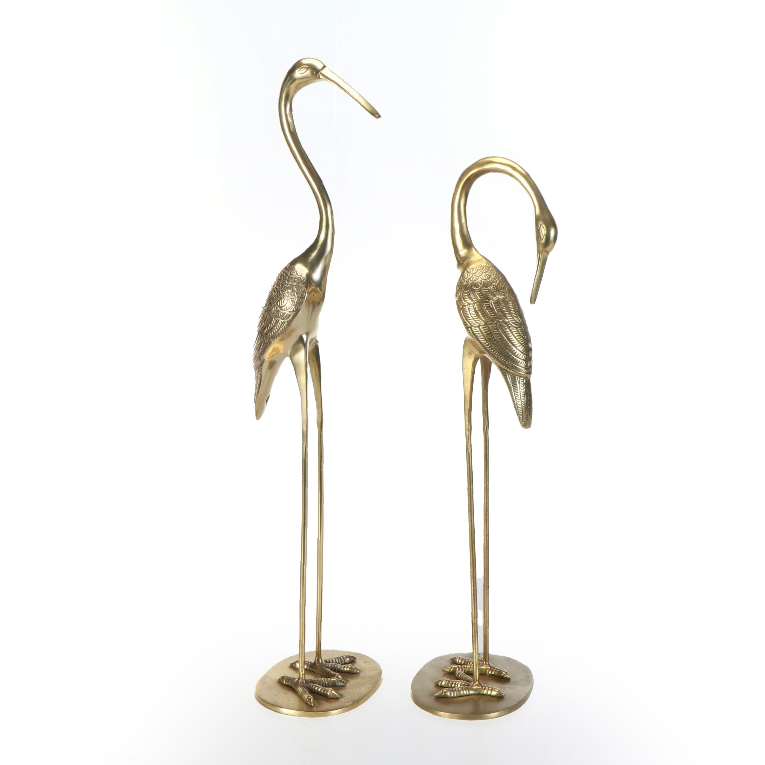 Cast Brass Stork Figures, Pair
