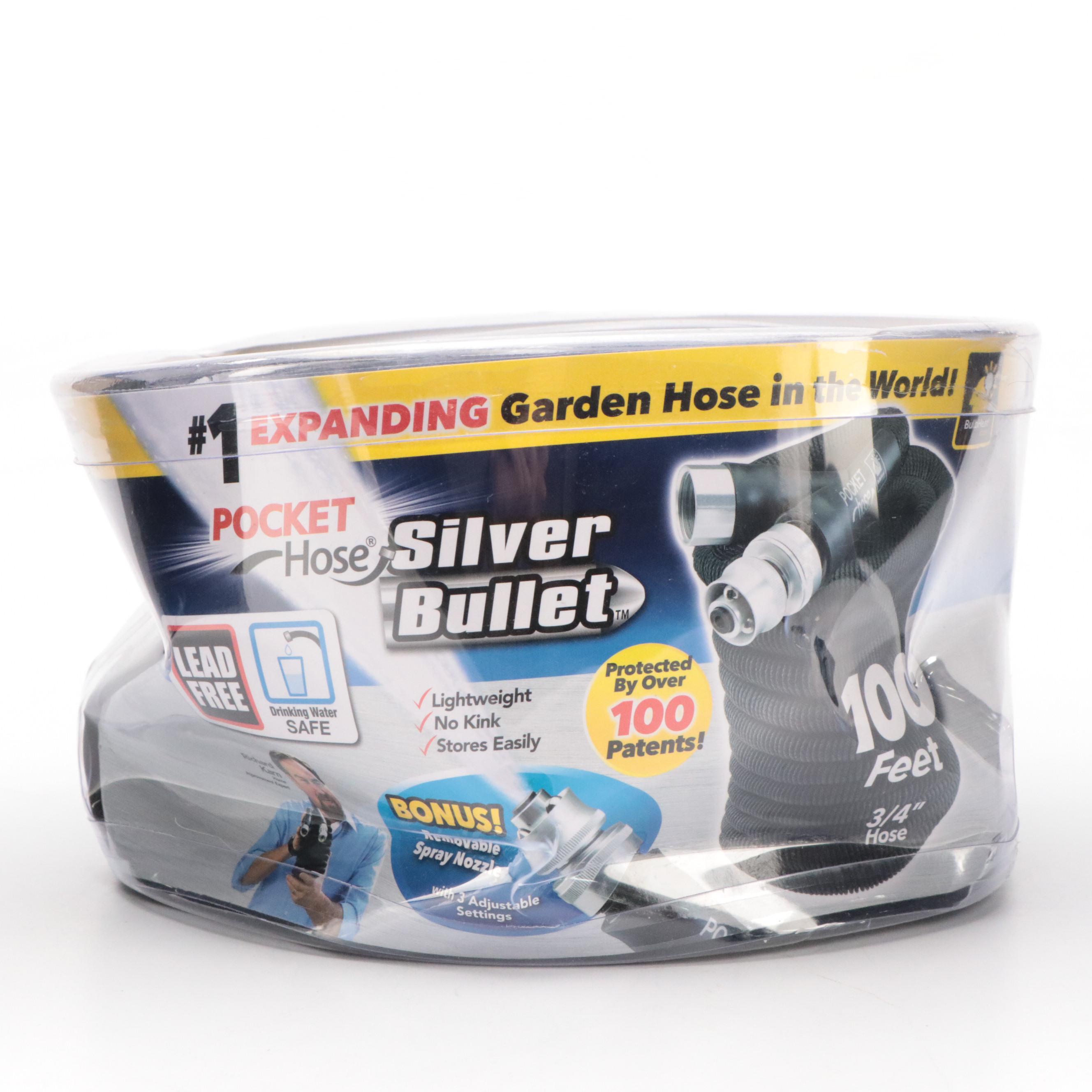 Pocket Hose Silver Bullet 100' Expandable Garden Hose in Retail Packaging