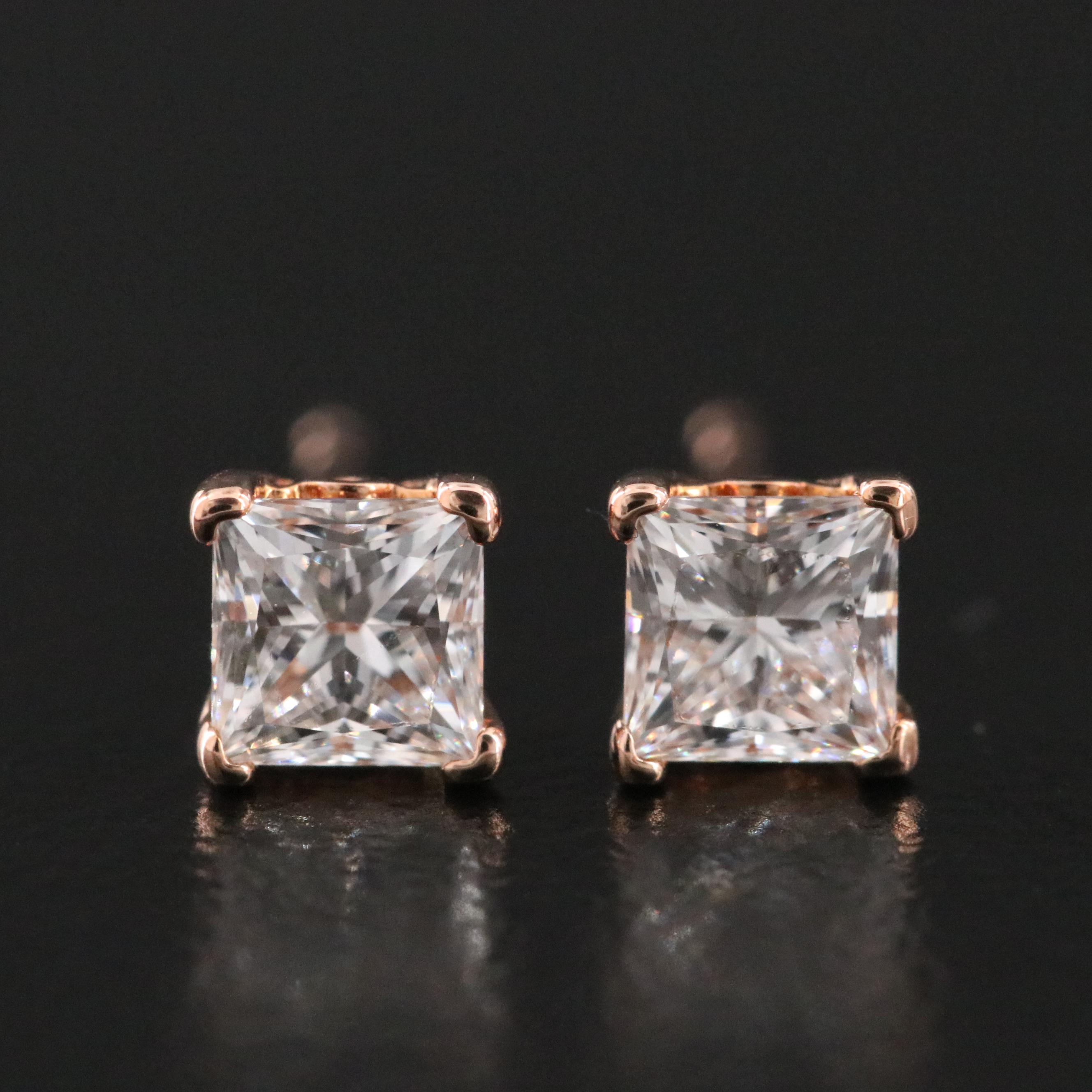 14K Rose Gold 0.66 CTW Lab Grown Diamond Stud Earrings with IGI Reports