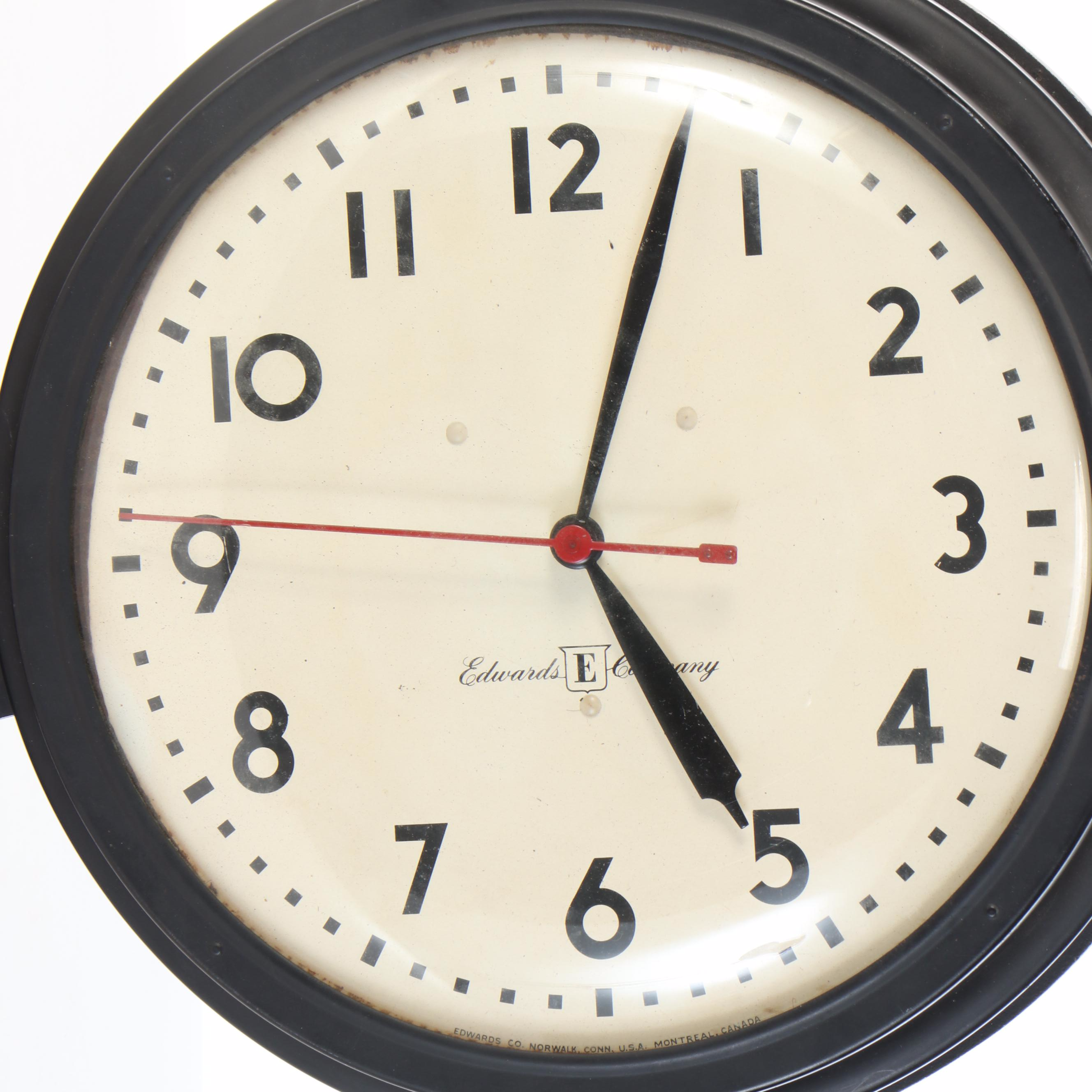 Edwards Synchromatic Double-Sided Wall Clock, Late 20th Century