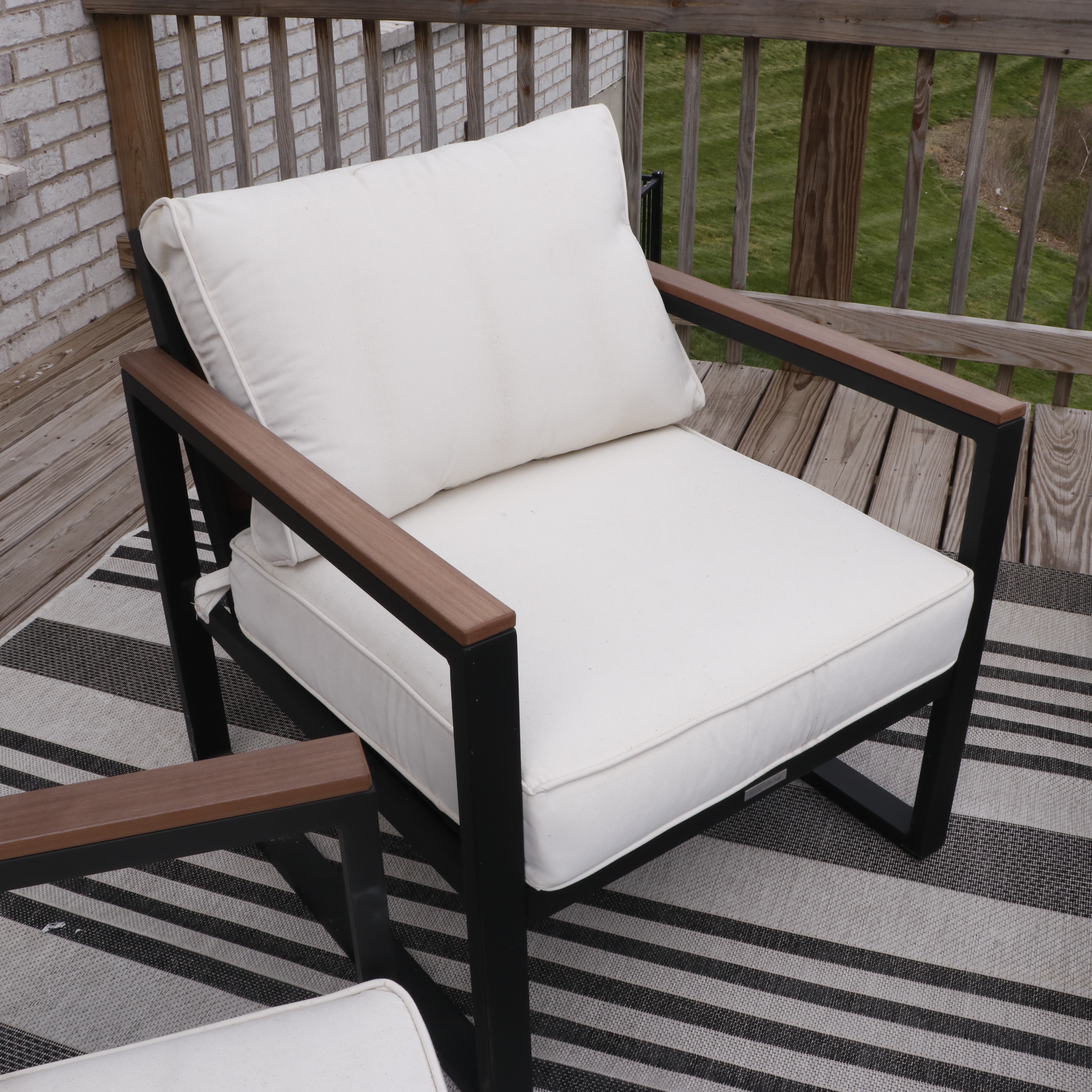 Hampton Bay Patio Lounge Chairs, Other Sofa, Ceramic End Tables and Safavieh Rug