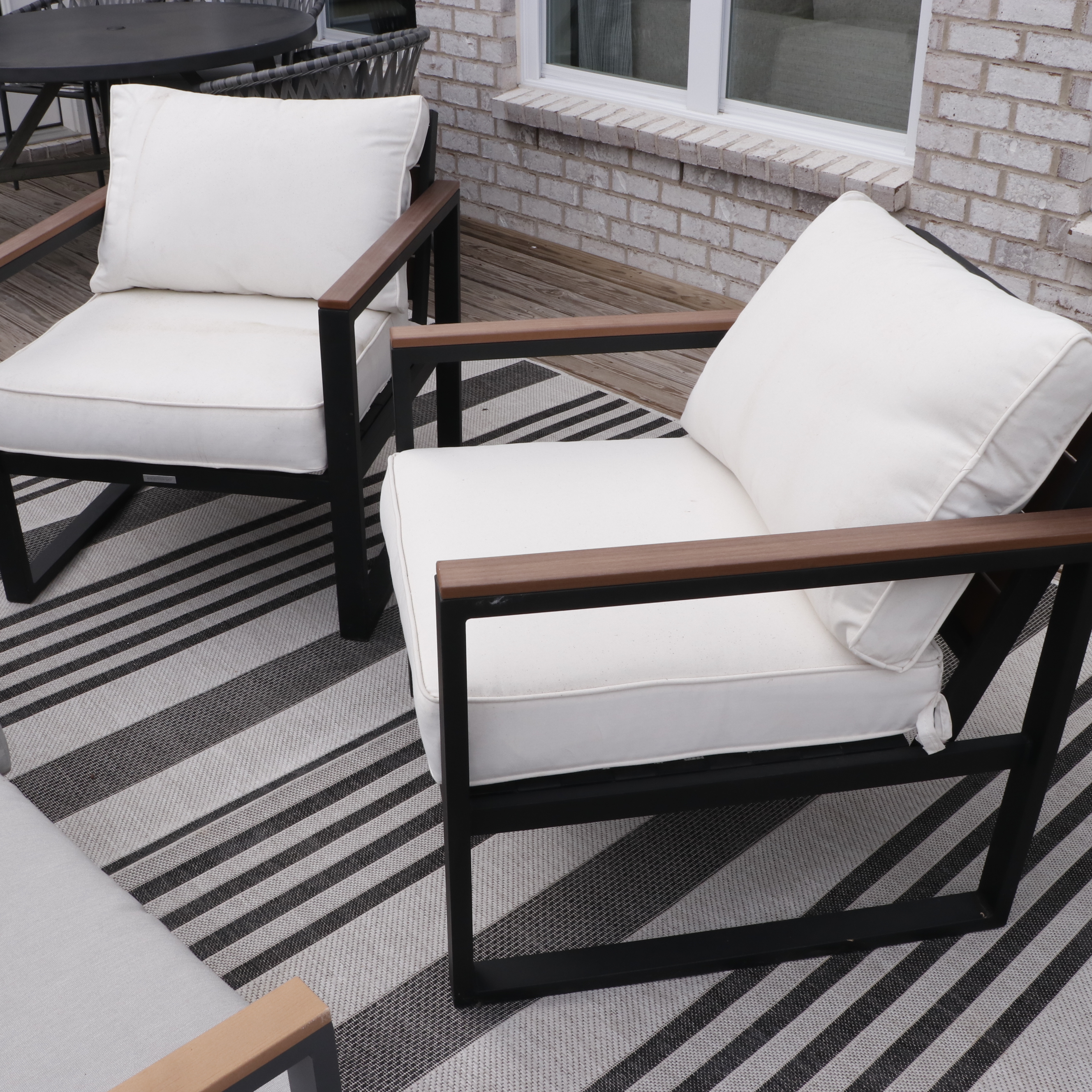 Hampton Bay Patio Lounge Chairs, Other Sofa, Ceramic End Tables and Safavieh Rug
