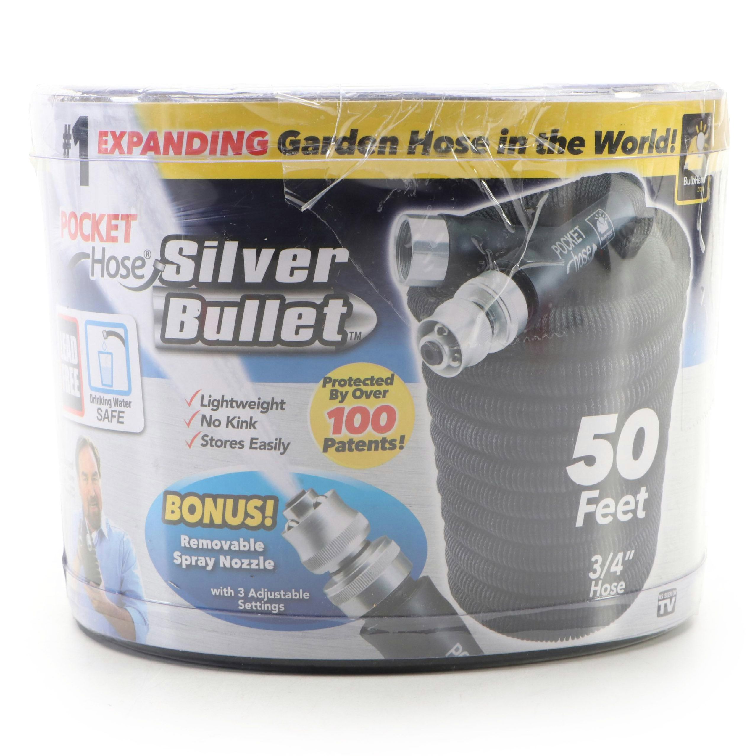 Pocket Hose Silver Bullet 50' Expandable Garden Hose in Retail Packaging