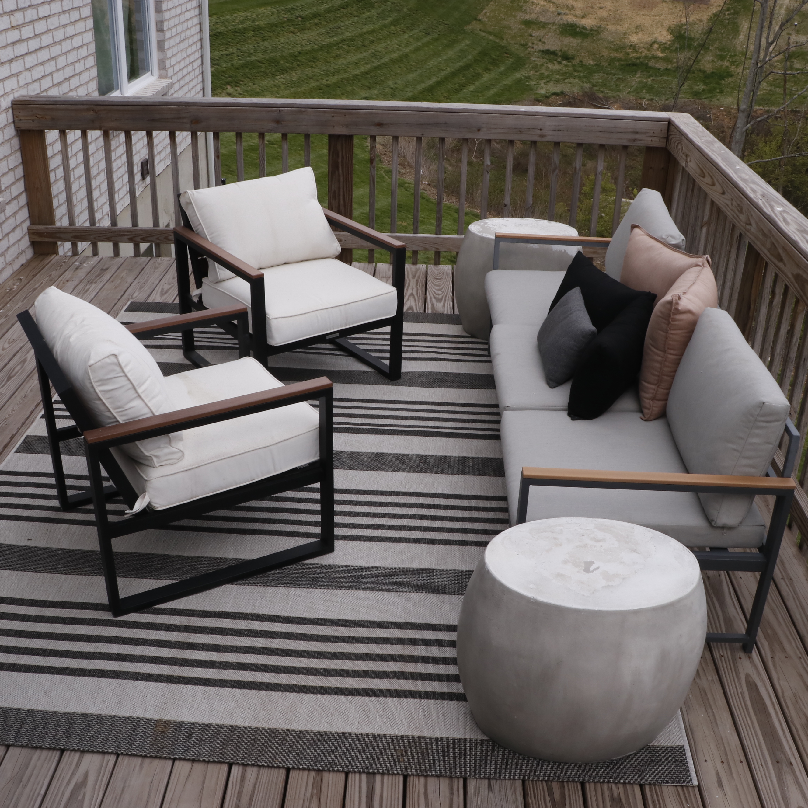 Hampton Bay Patio Lounge Chairs, Other Sofa, Ceramic End Tables and Safavieh Rug