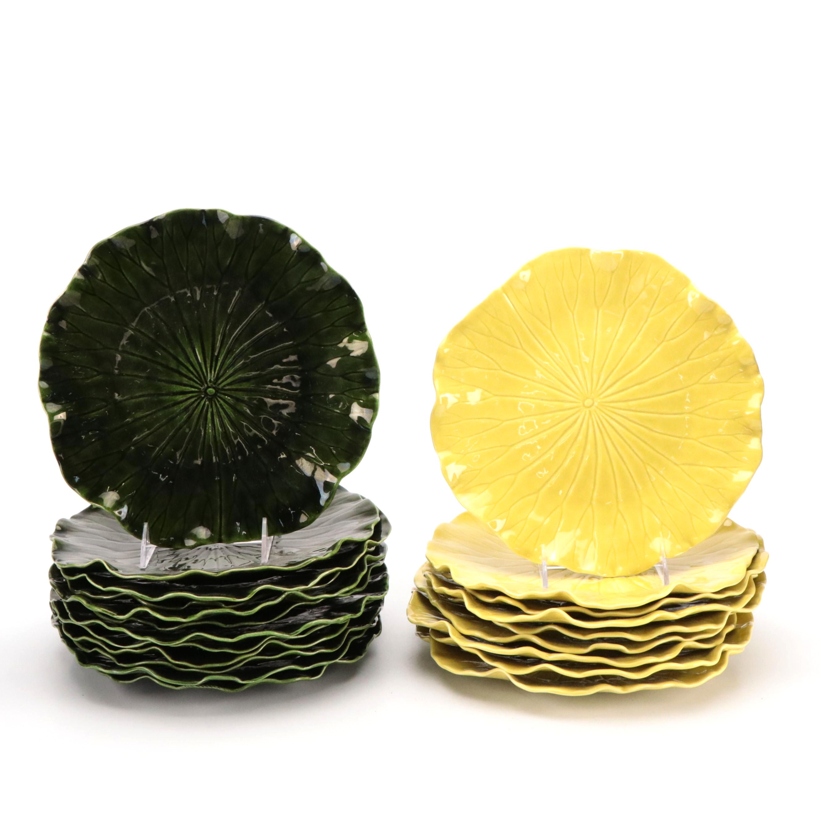 Metlox "Lotus Dark Green" and "Lotus Fern Green" Ceramic Dinner Plates