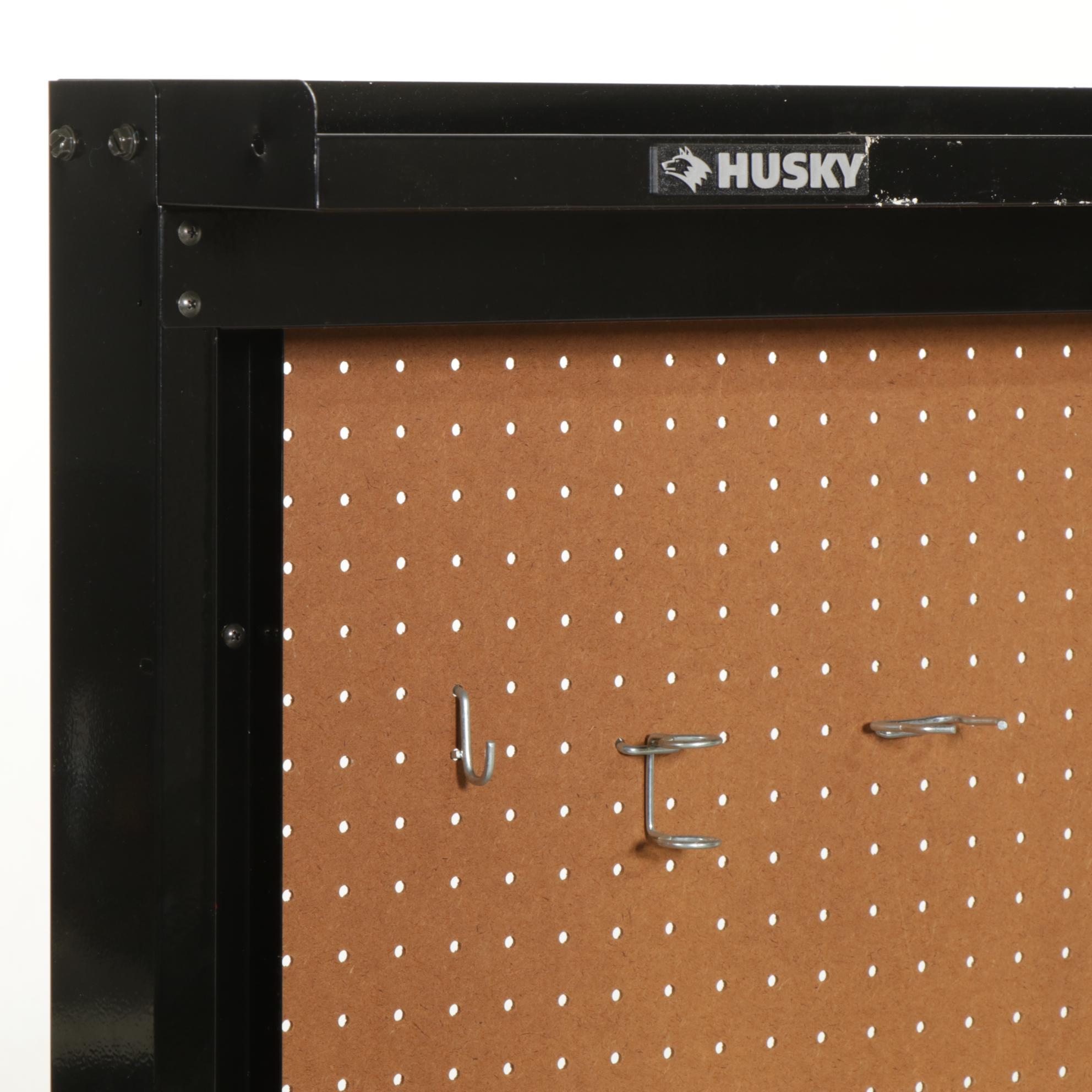Husky Metal Worktable with Peg Board Back
