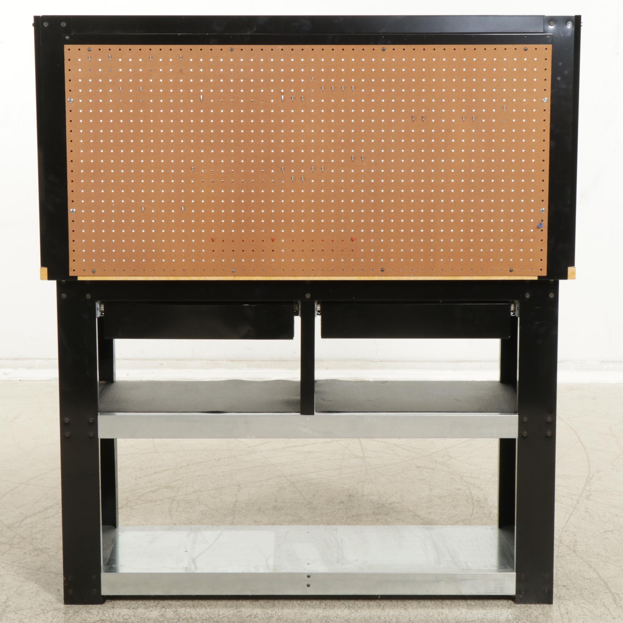 Husky Metal Worktable with Peg Board Back