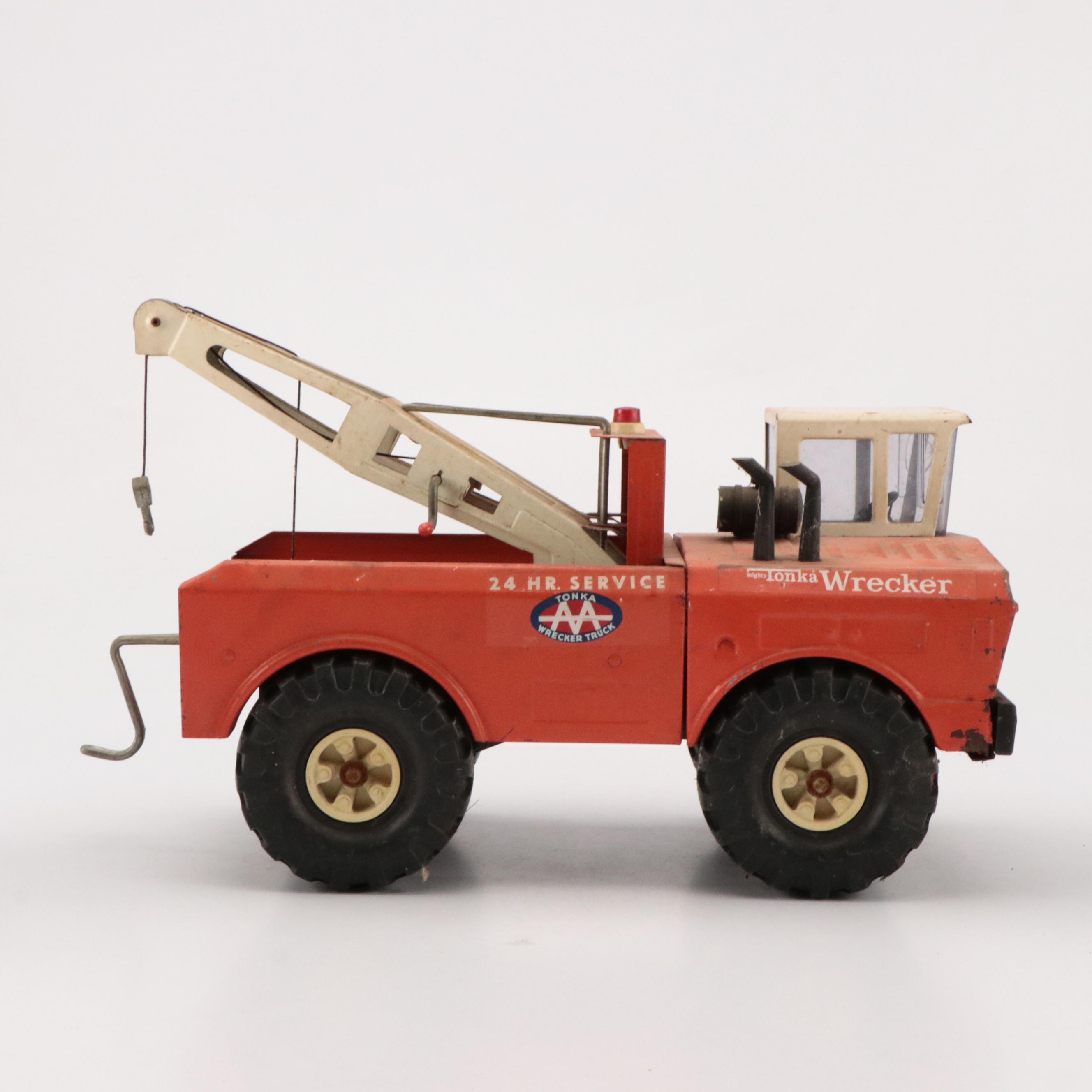 Tonka Wrecker Truck and Crane Truck Pressed Steel Toys