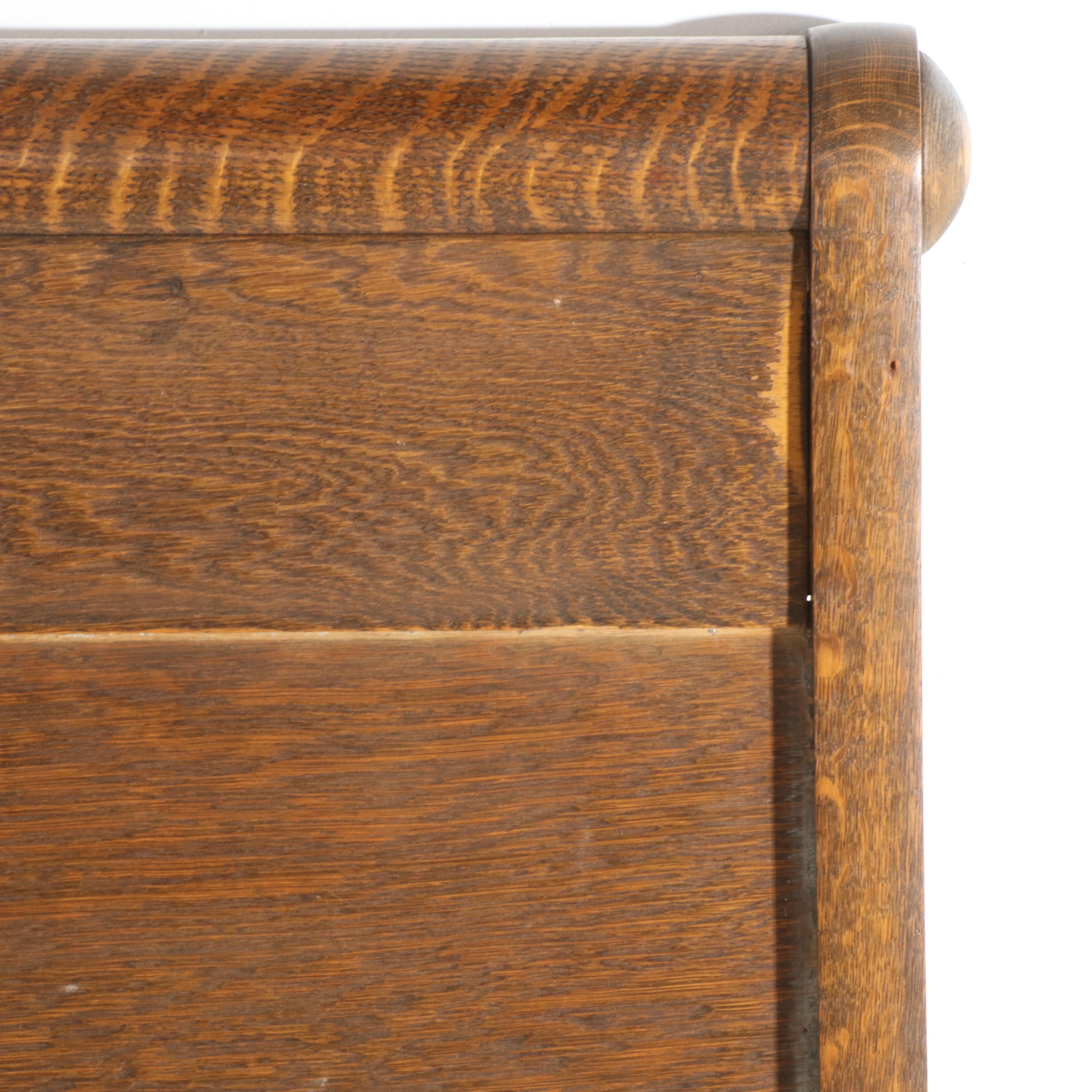 Victorian Tiger Oak Full Size Sleigh Bed, Late 19th/ Early 20th Century