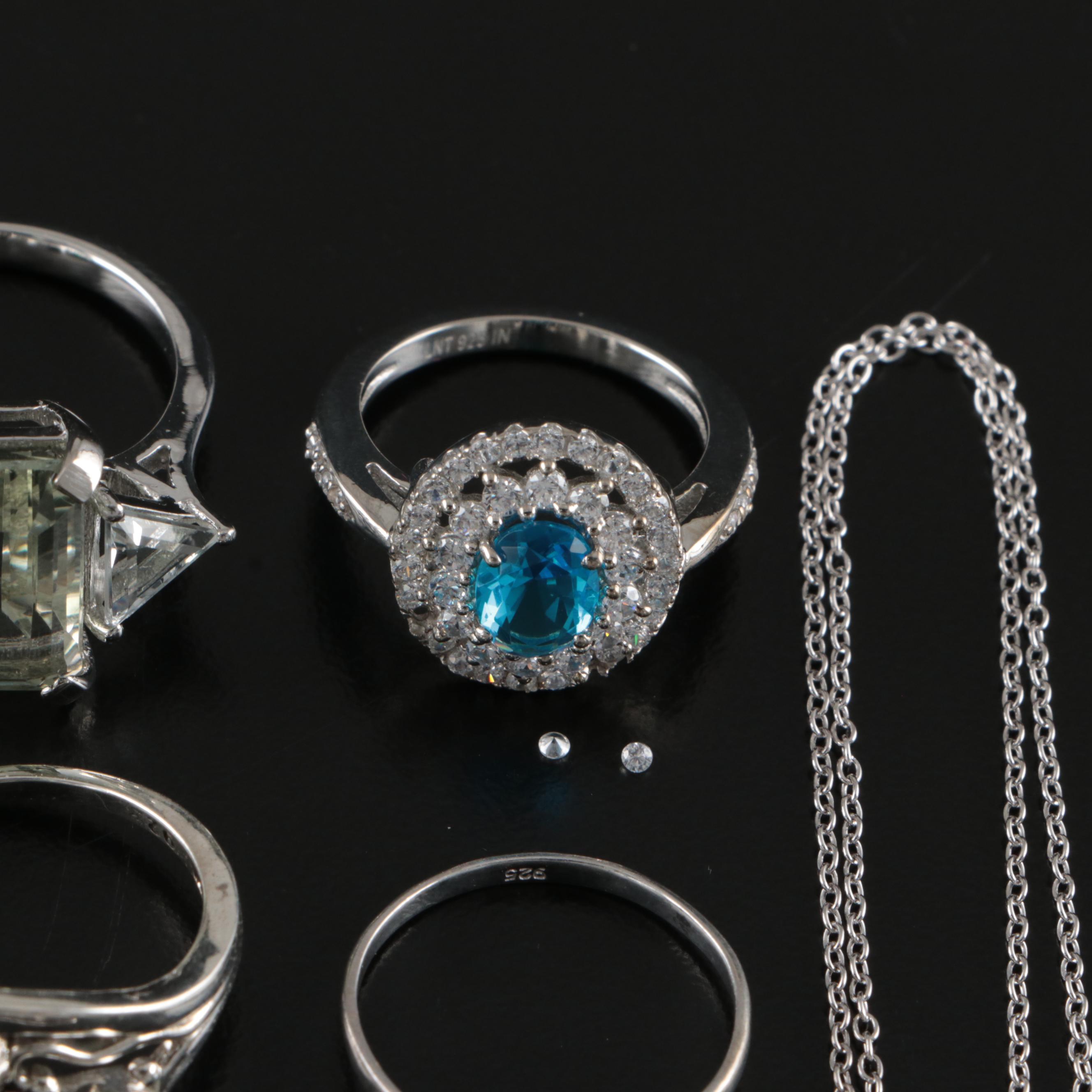 14 Assorted Sterling Silver Rings, Necklaces, Earrings, and Pendants