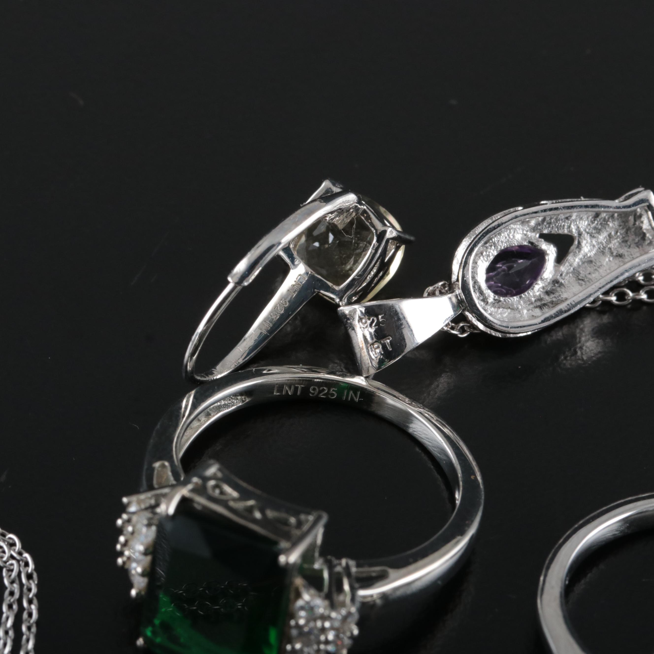 14 Assorted Sterling Silver Rings, Necklaces, Earrings, and Pendants