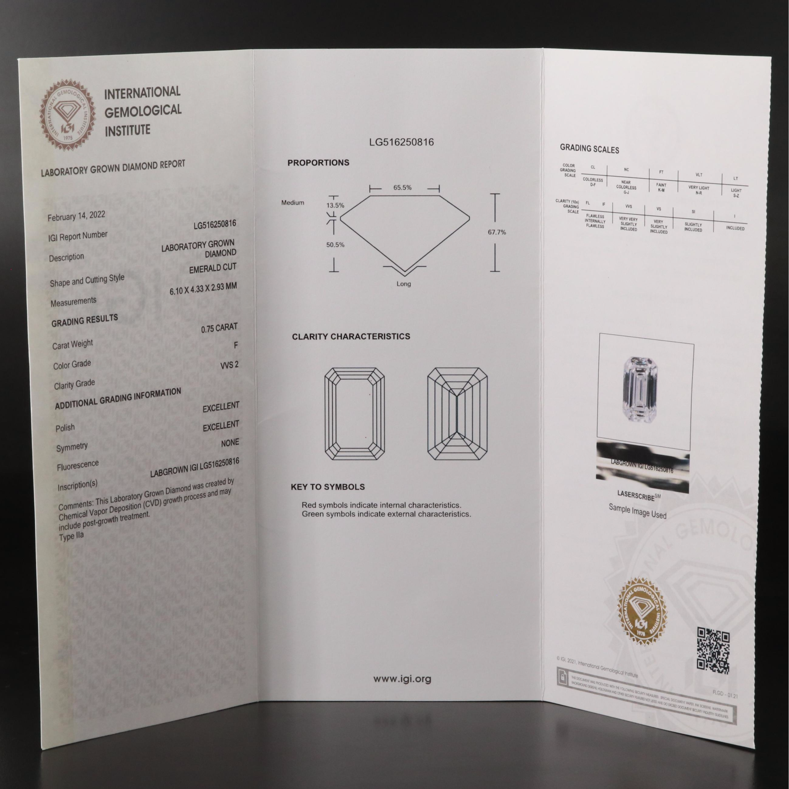 14K 0.75 CT Lab Grown Diamond Necklace with IGI Report