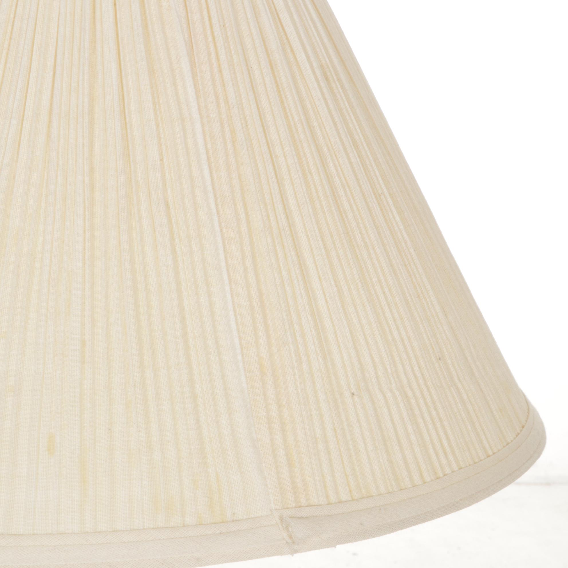 Ethan Allen Chinese Brass Tea Canister Table Lamp with Ruffled Shade