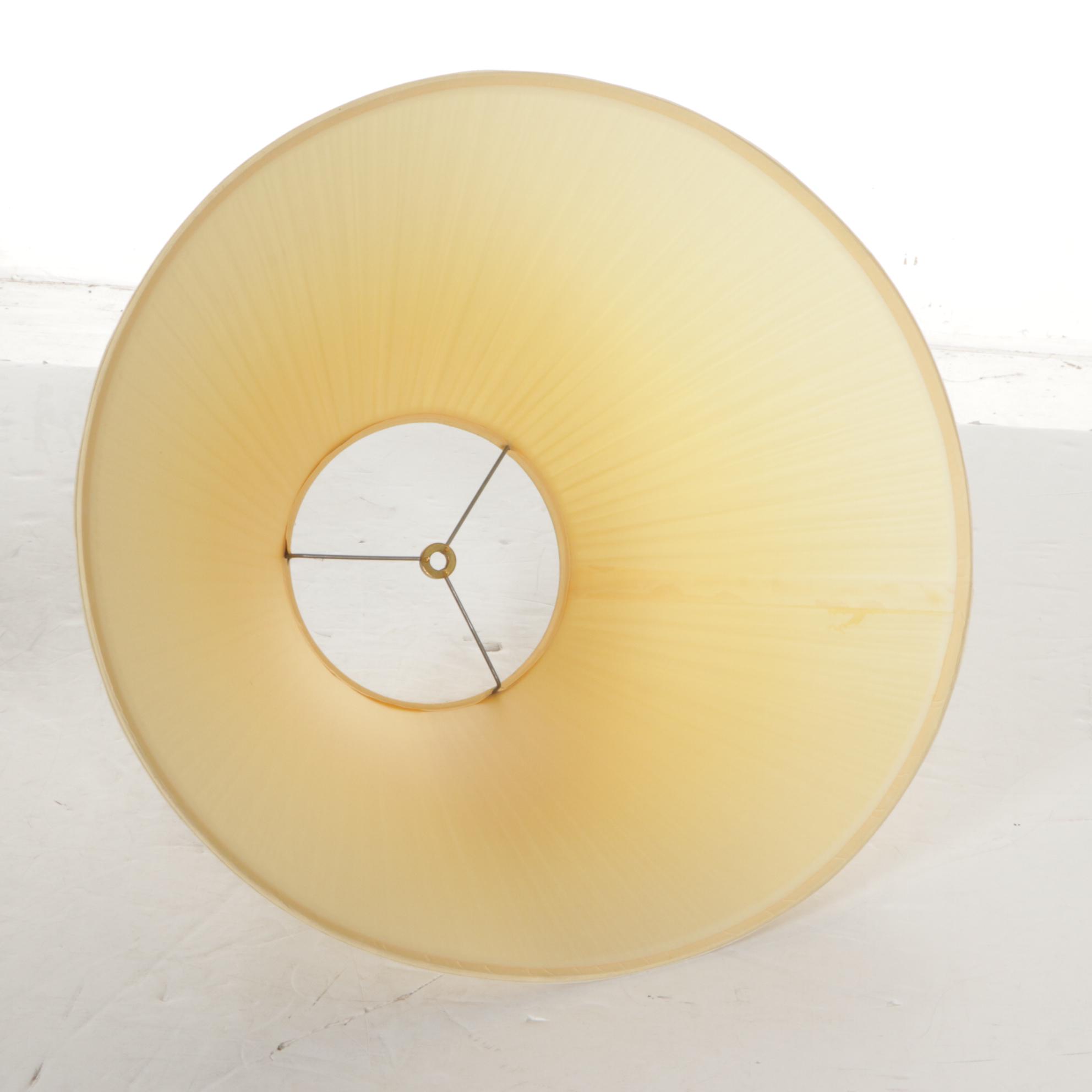 Ethan Allen Chinese Brass Tea Canister Table Lamp with Ruffled Shade