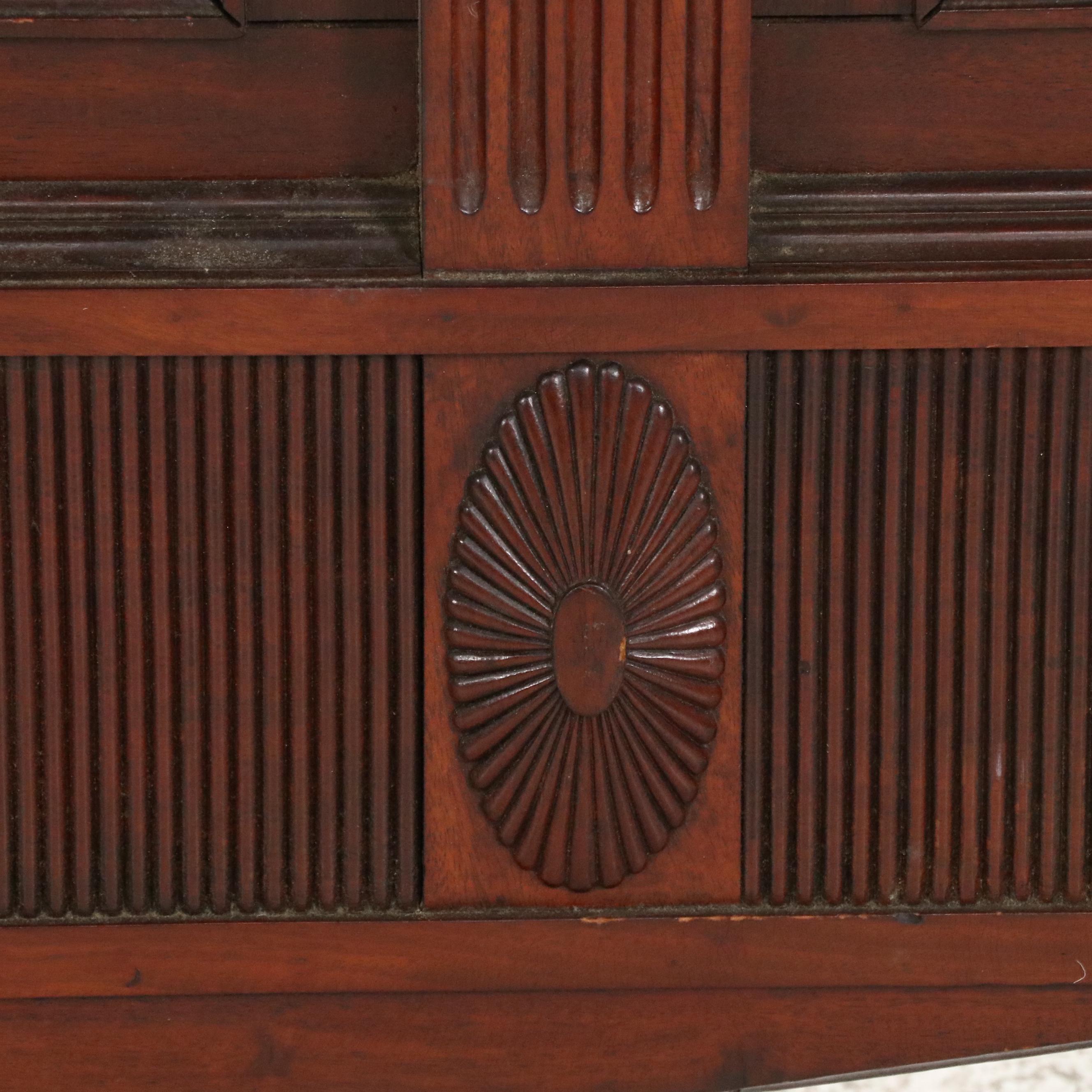 Chippendale Style Brass-Mounted and Carved Mahogany Full Bed, Early 20th Century