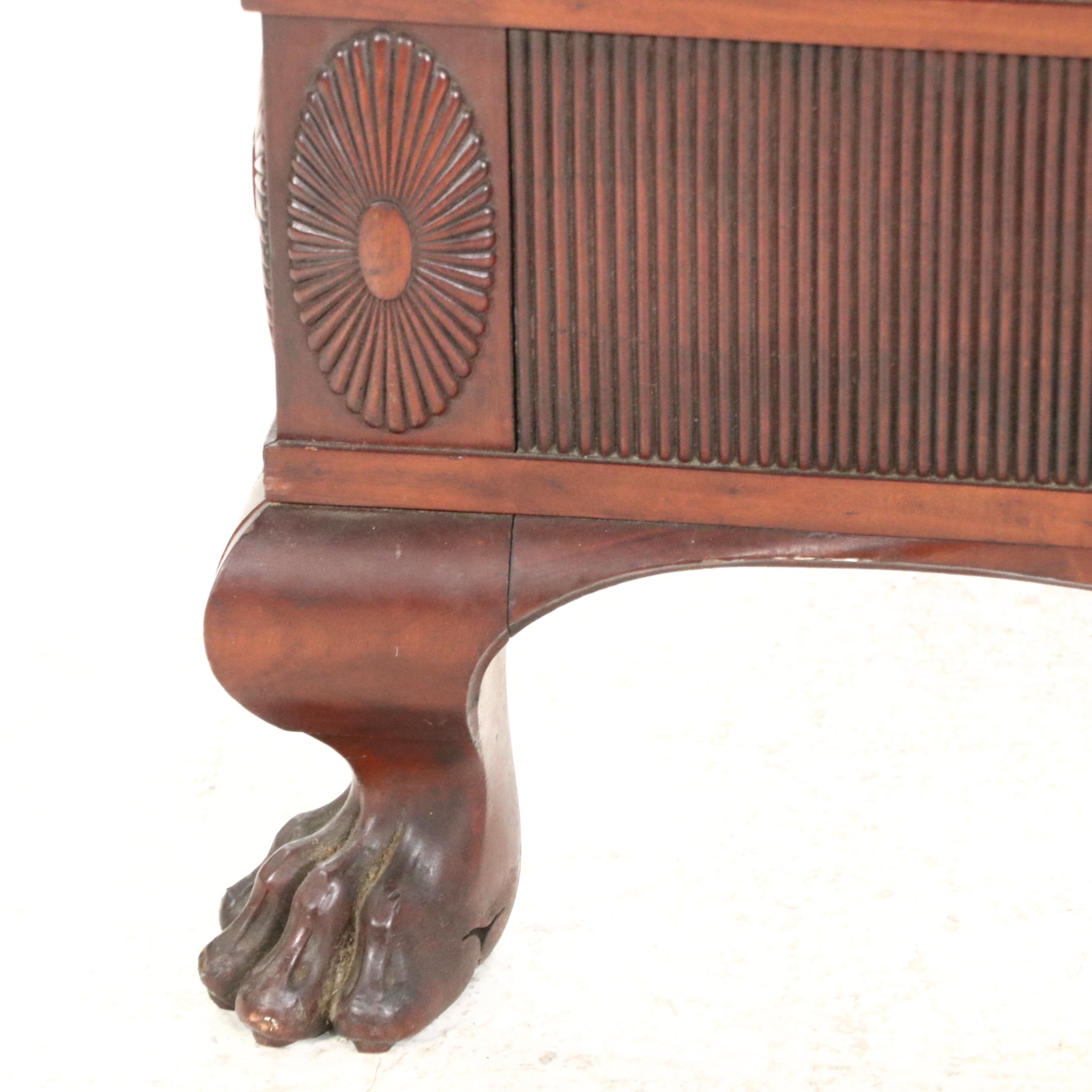 Chippendale Style Brass-Mounted and Carved Mahogany Full Bed, Early 20th Century