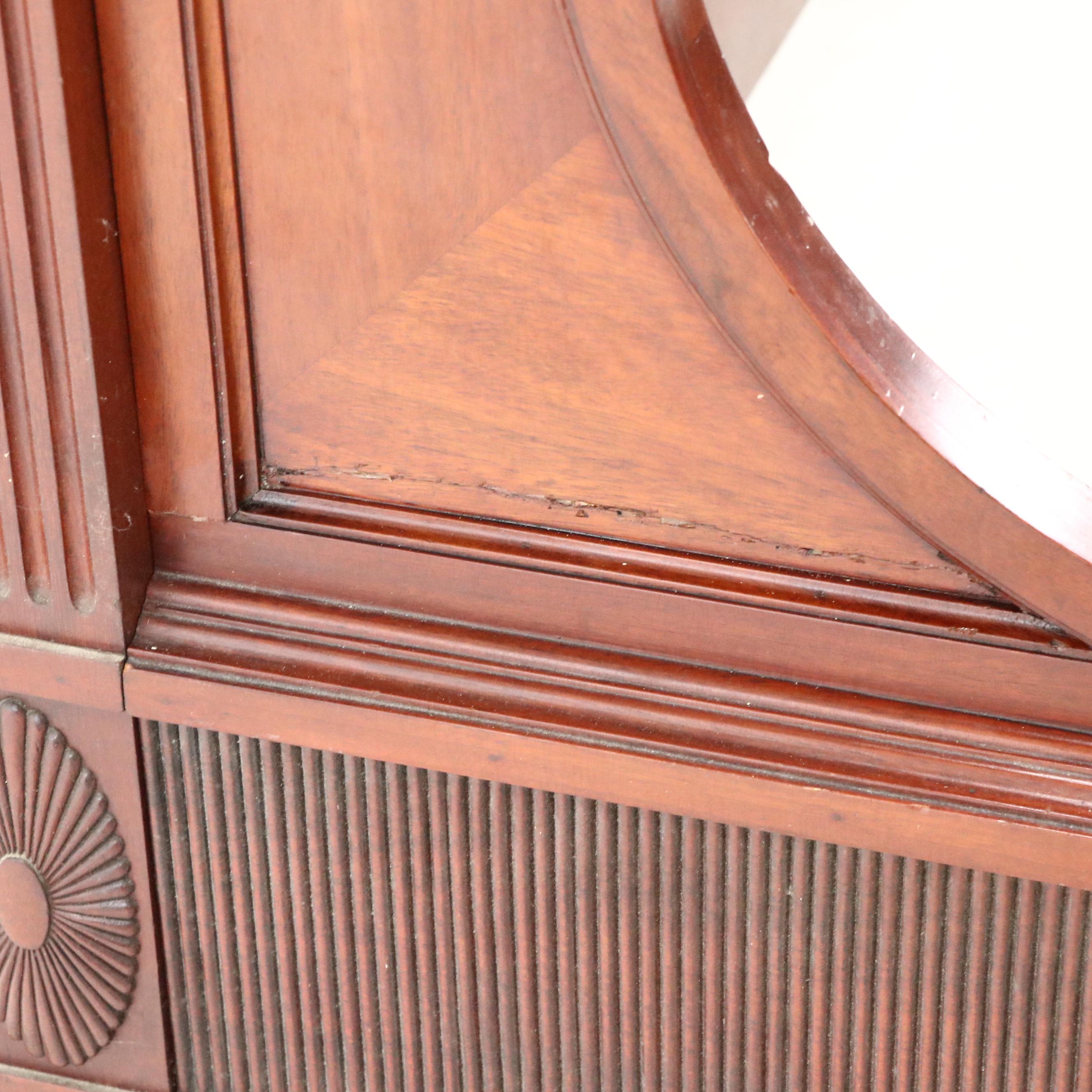 Chippendale Style Brass-Mounted and Carved Mahogany Full Bed, Early 20th Century