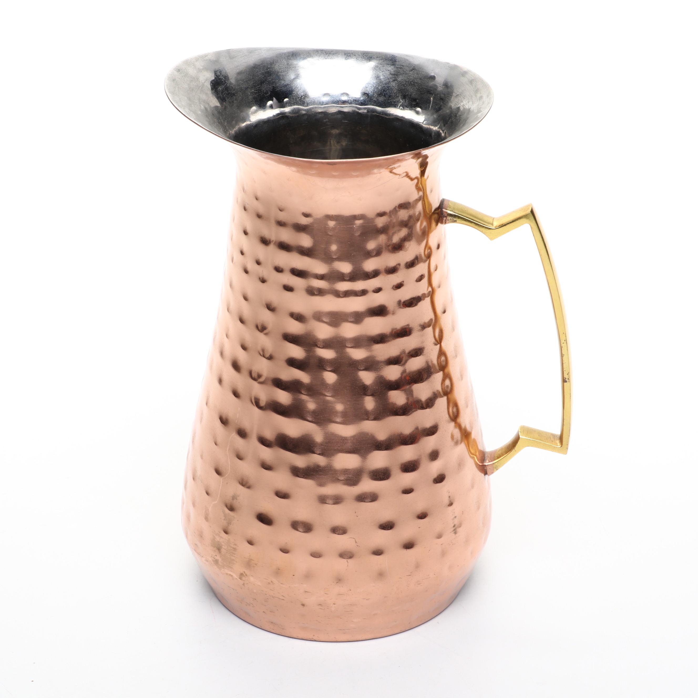 Hammered Metal Pitchers with Leaf Cutout Lantern