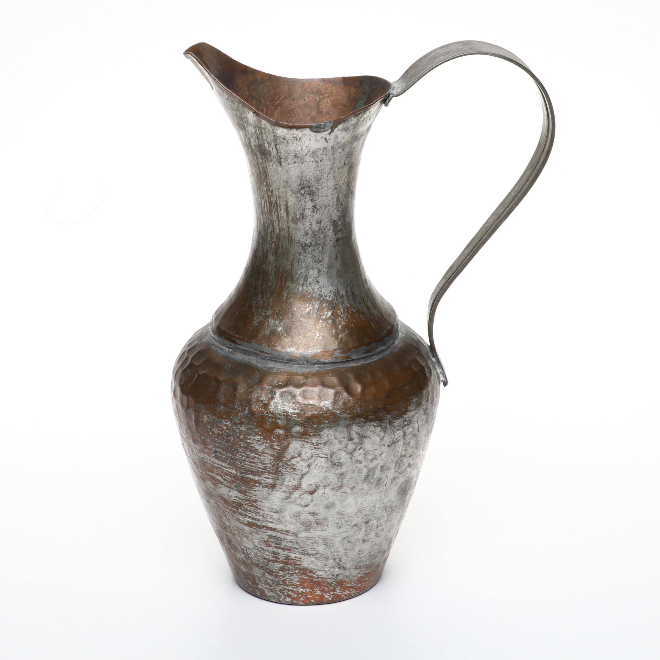 Hammered Metal Pitchers with Leaf Cutout Lantern