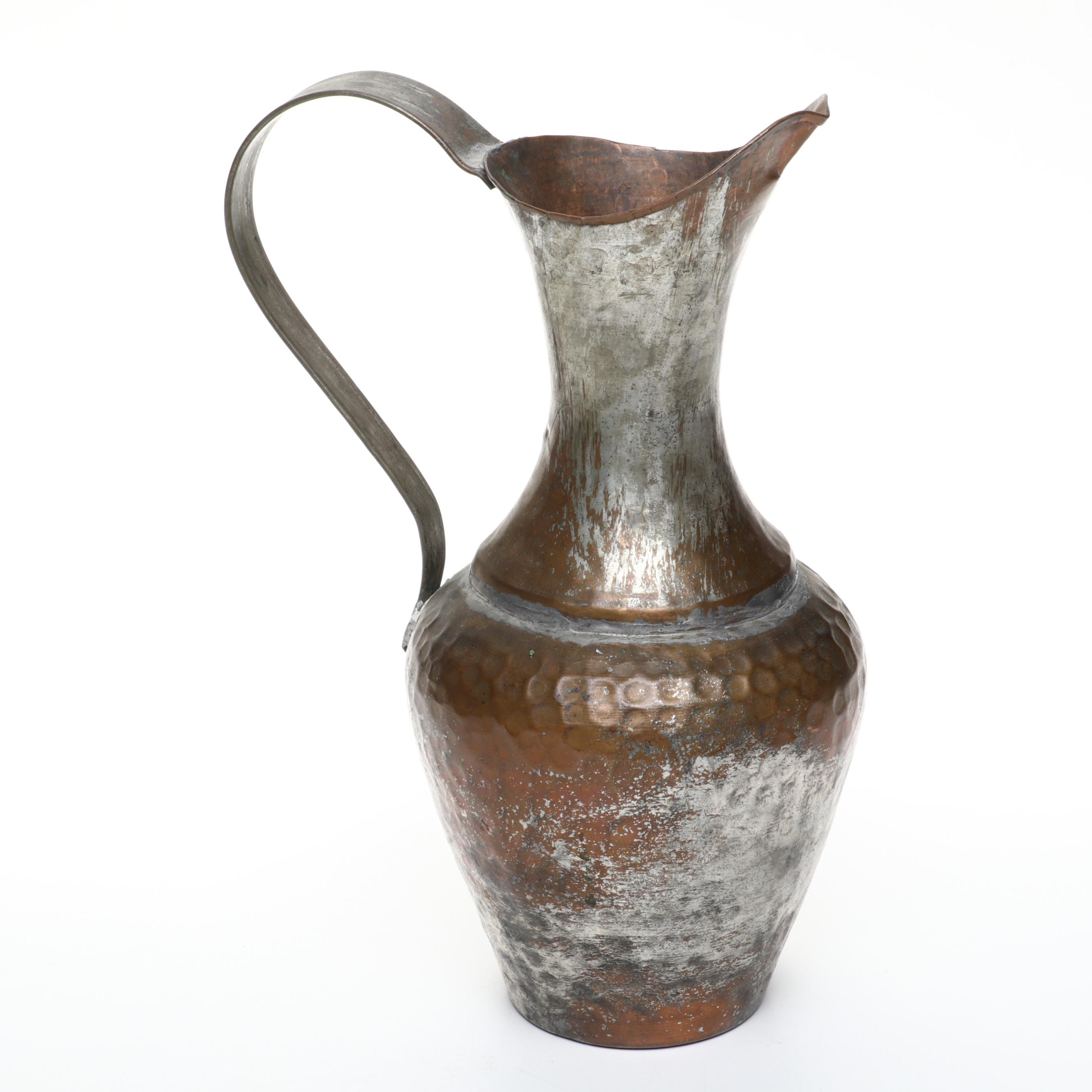 Hammered Metal Pitchers with Leaf Cutout Lantern