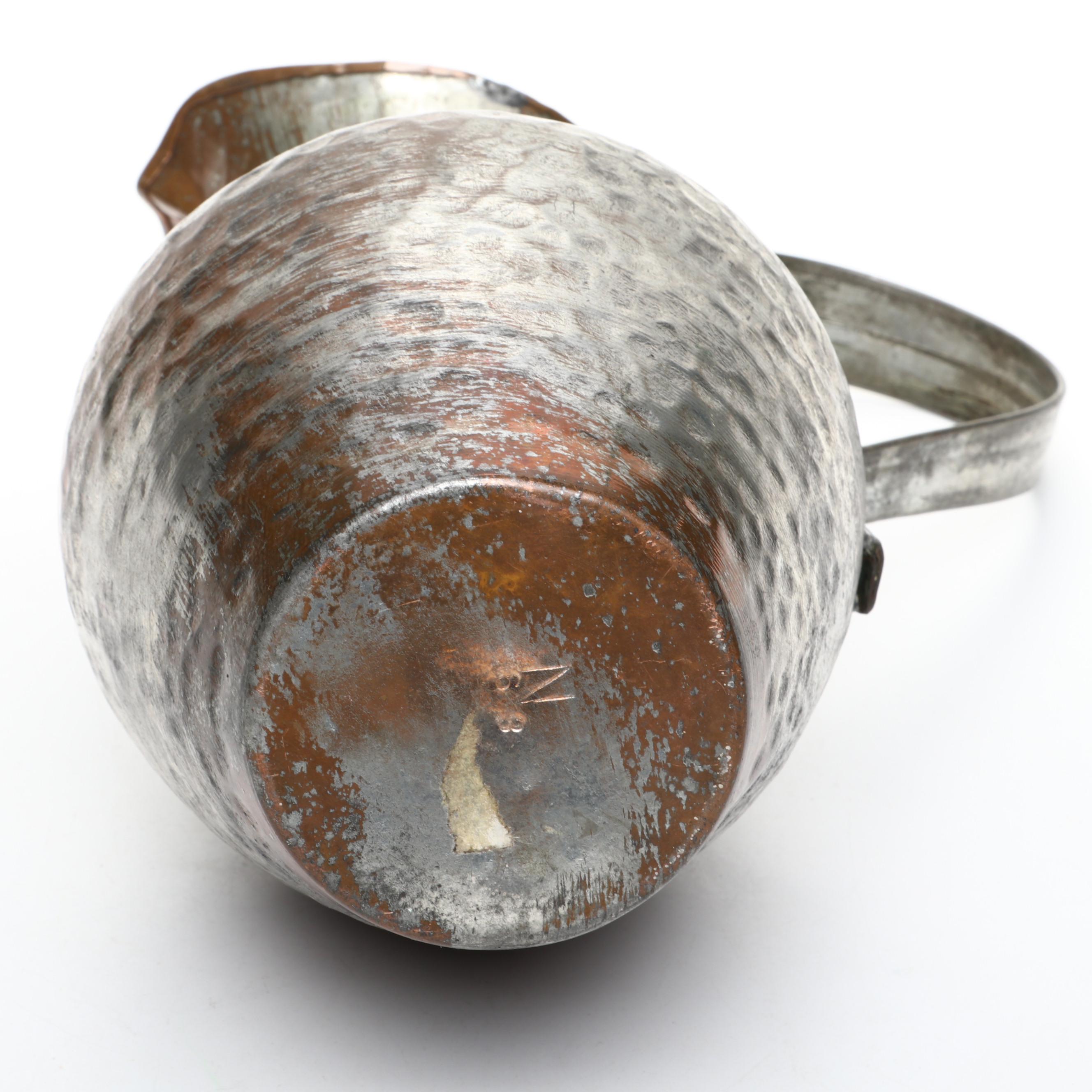 Hammered Metal Pitchers with Leaf Cutout Lantern