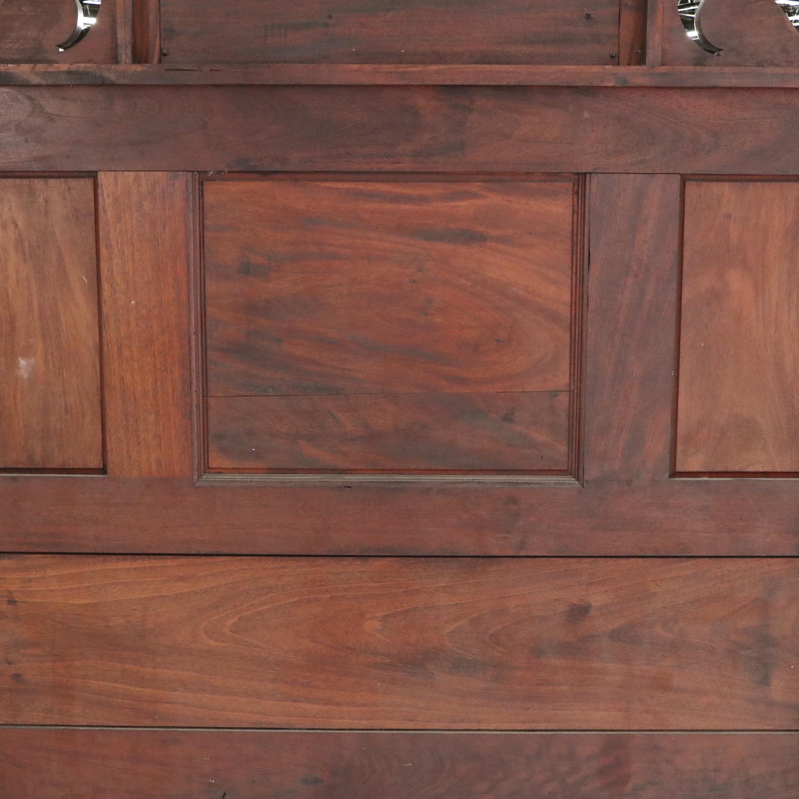 Chippendale Style Brass-Mounted and Carved Mahogany Full Bed, Early 20th Century