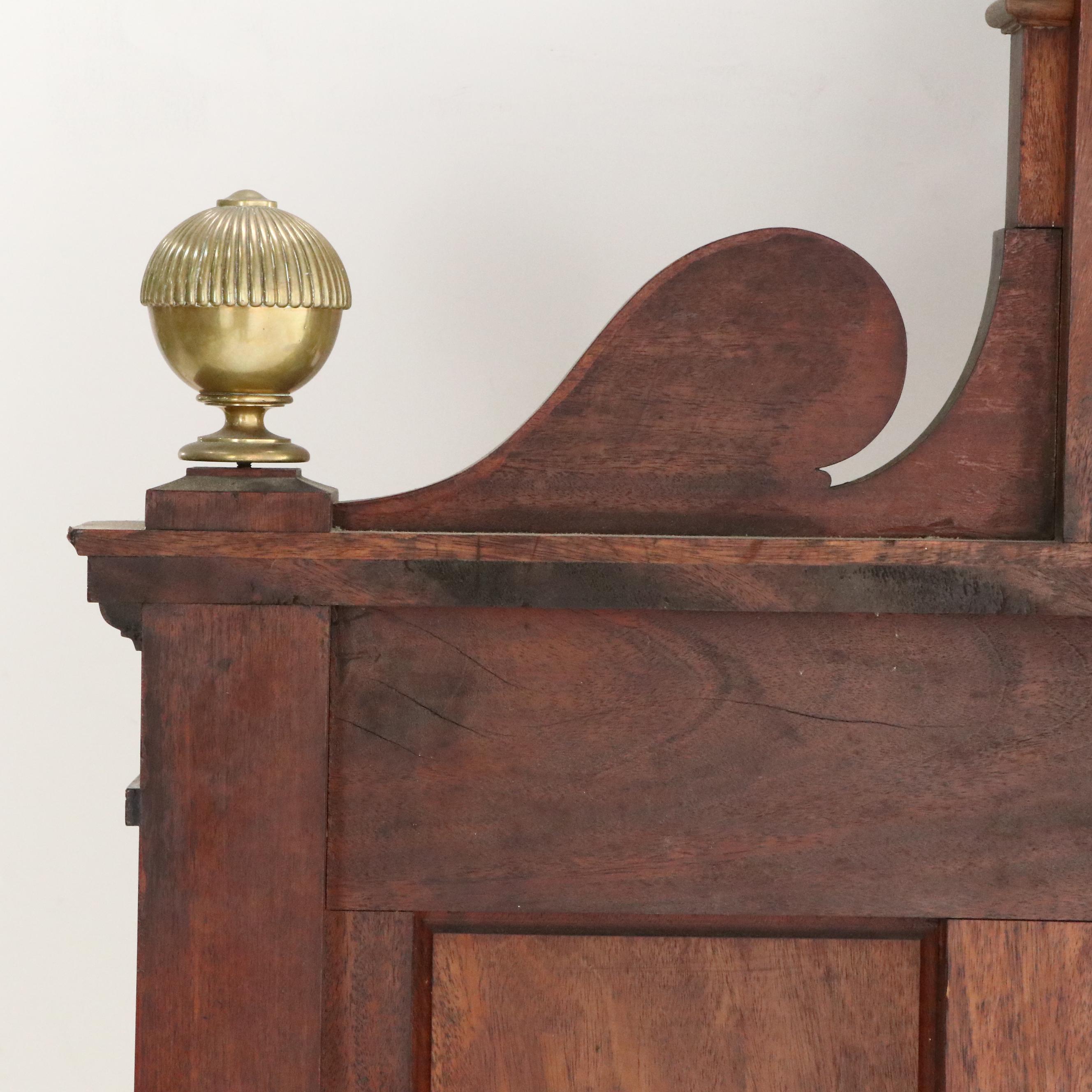 Chippendale Style Brass-Mounted and Carved Mahogany Full Bed, Early 20th Century
