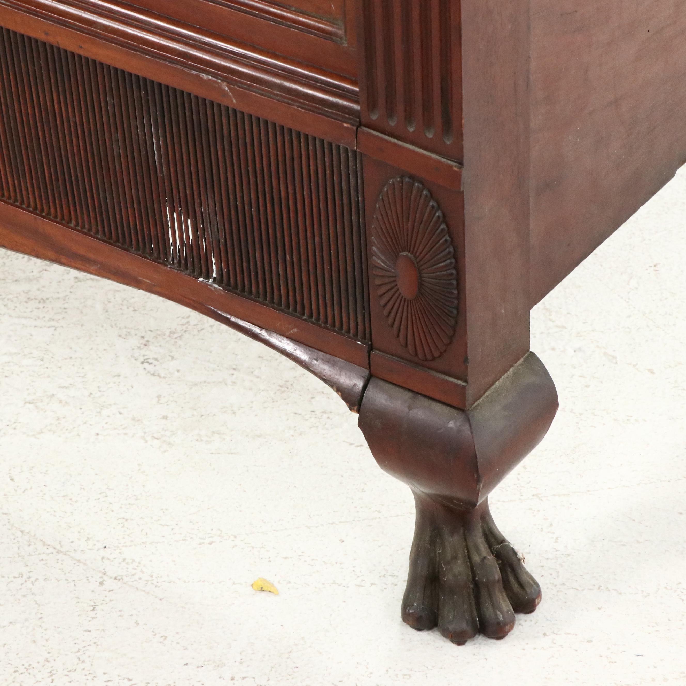 Chippendale Style Brass-Mounted and Carved Mahogany Full Bed, Early 20th Century