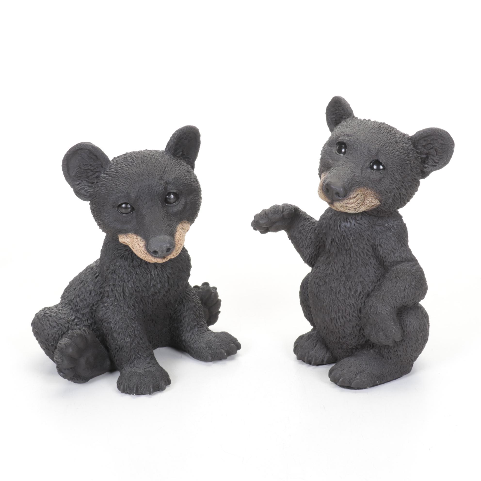 Italian Castagna Black Bear Cub Figurines, 1990s