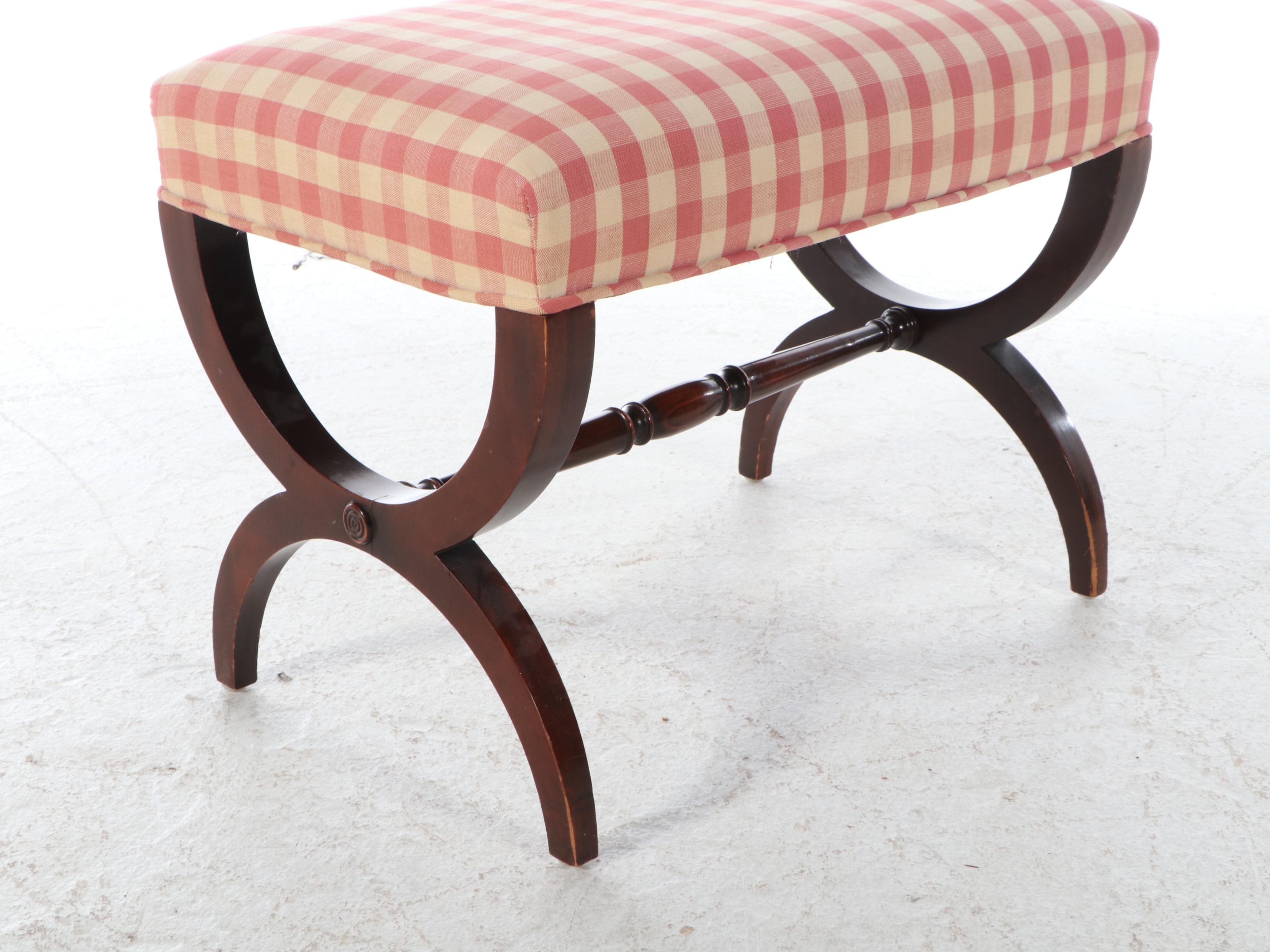 Chippendale Style Armchair with Ottoman, Late 20th Century