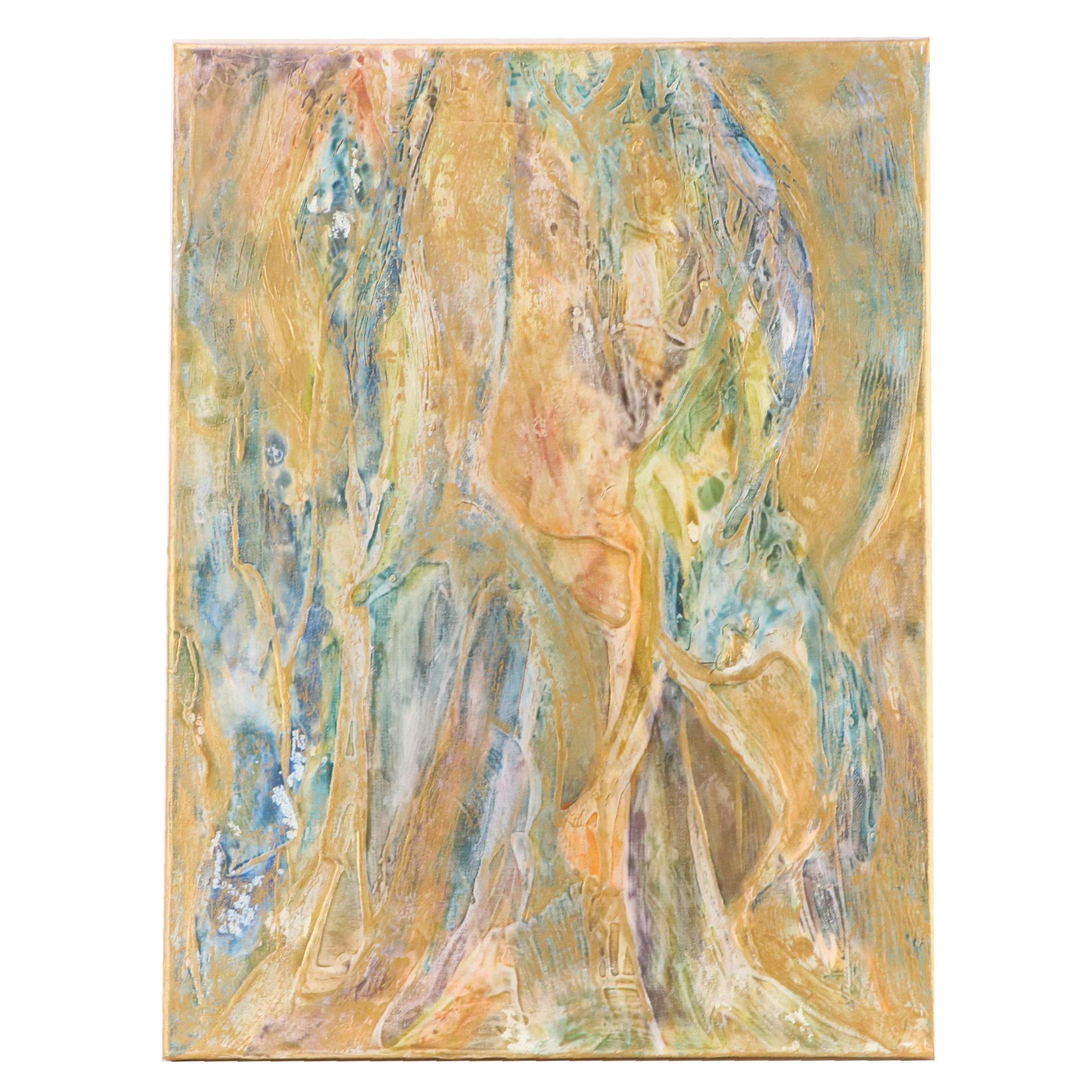 Ann Bowers Abstract Modernist Acrylic Painting, 21st Century