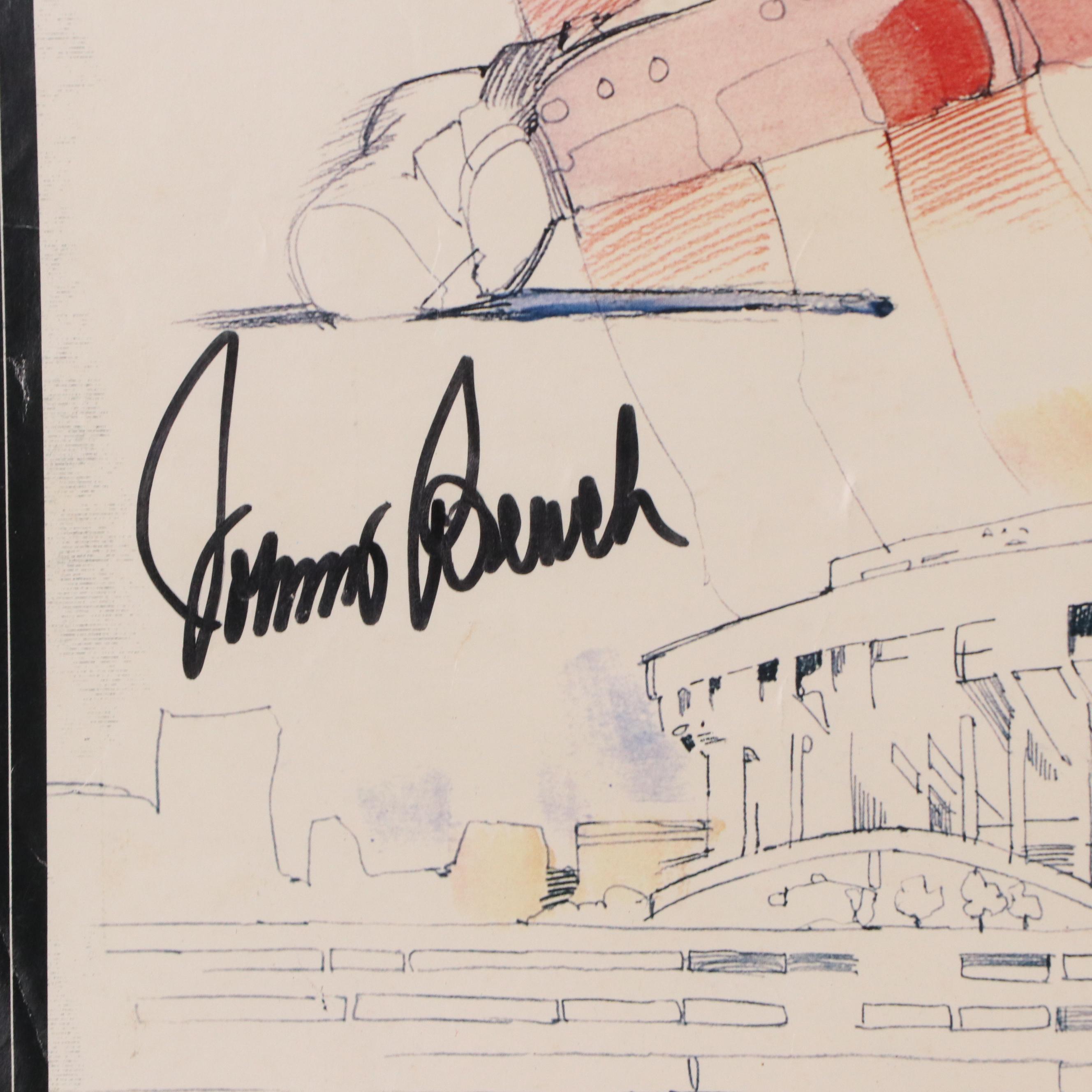 Johnny Bench Signed "Tribute To Johnny" Cincinnati Reds Poster with More