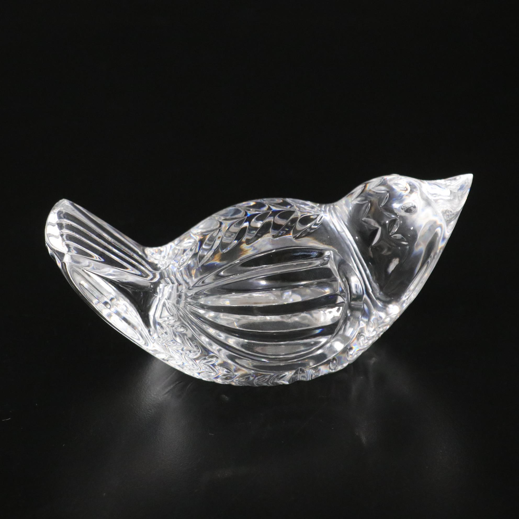 Waterford Crystal Bird Figurine, Clock & Pen Holder with Bud Vase