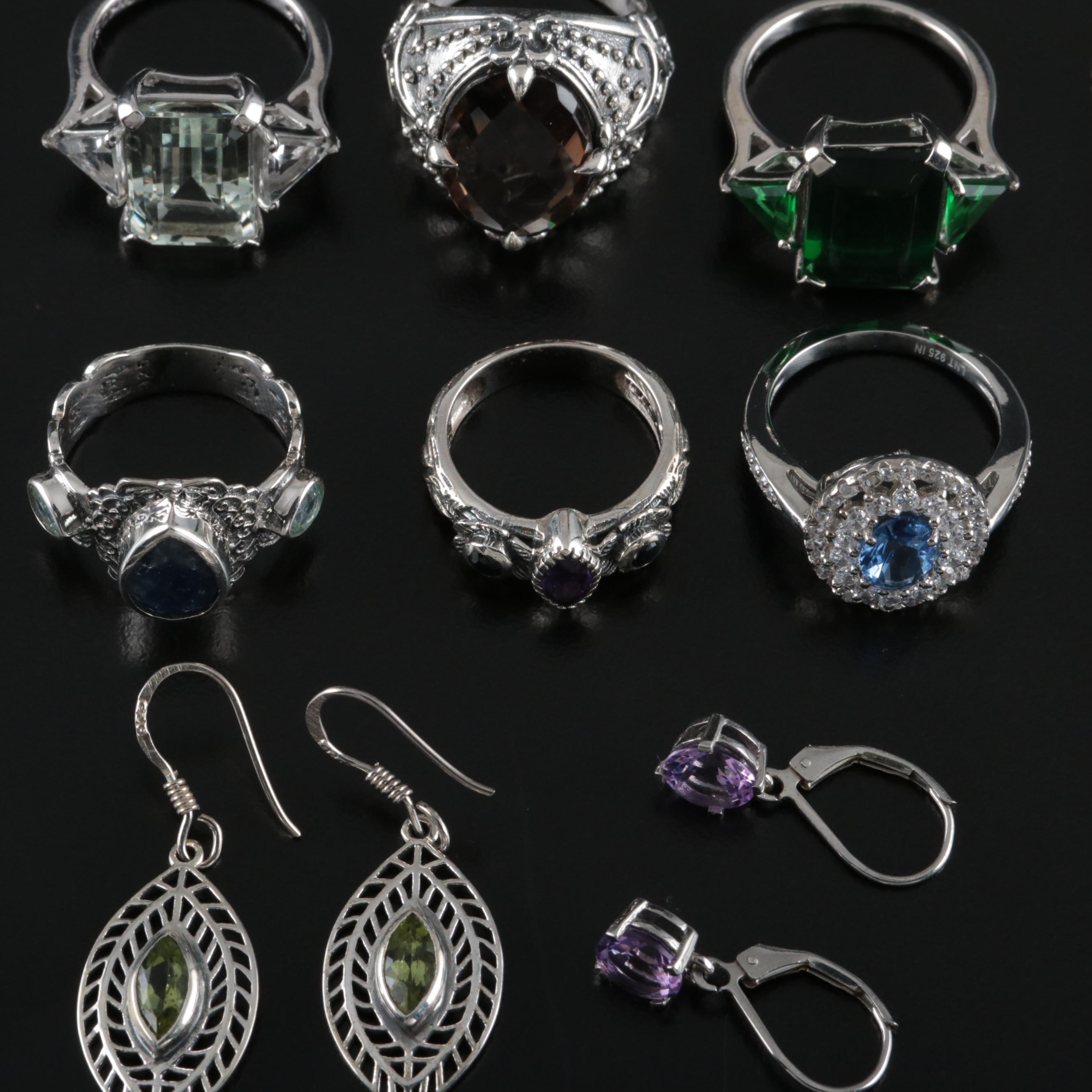 14 Assorted Sterling Silver Rings, Necklaces, Earrings, and Pendants