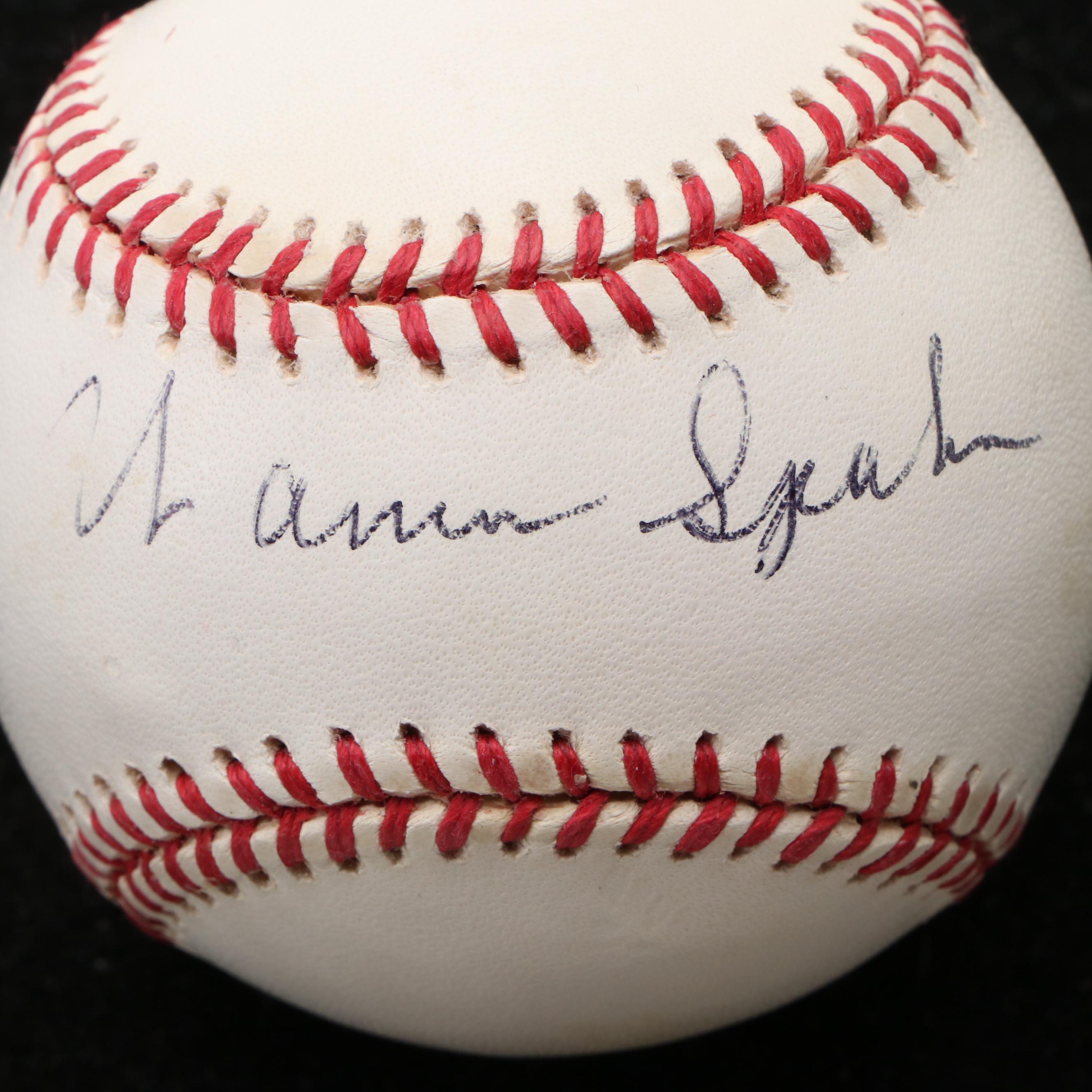 Warren Spahn Signed Rawlings Official National League Baseball