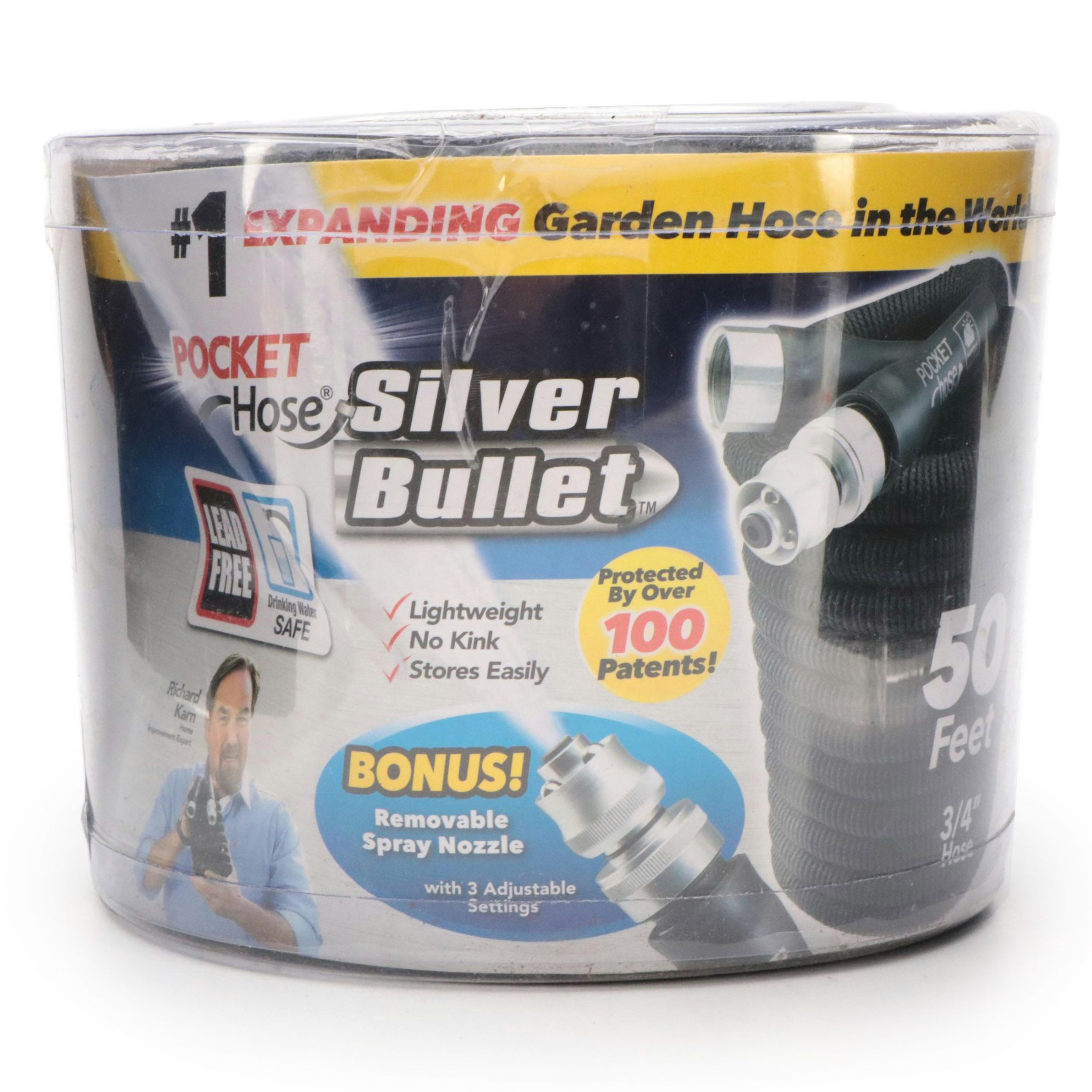Pocket Hose Silver Bullet 50' Expandable Garden Hose in Retail Packaging