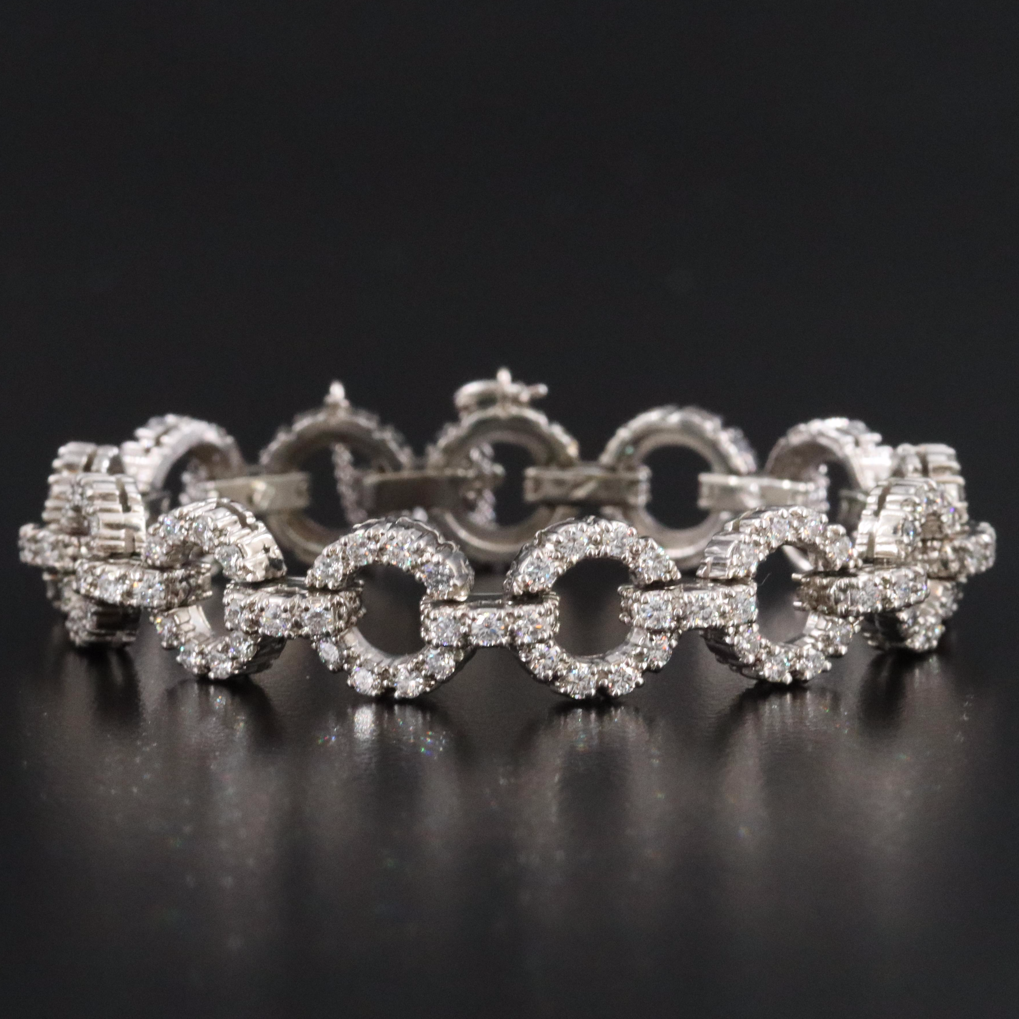 Vintage Jabel 18K 3.52 CTW Diamond Circle Link Bracelet