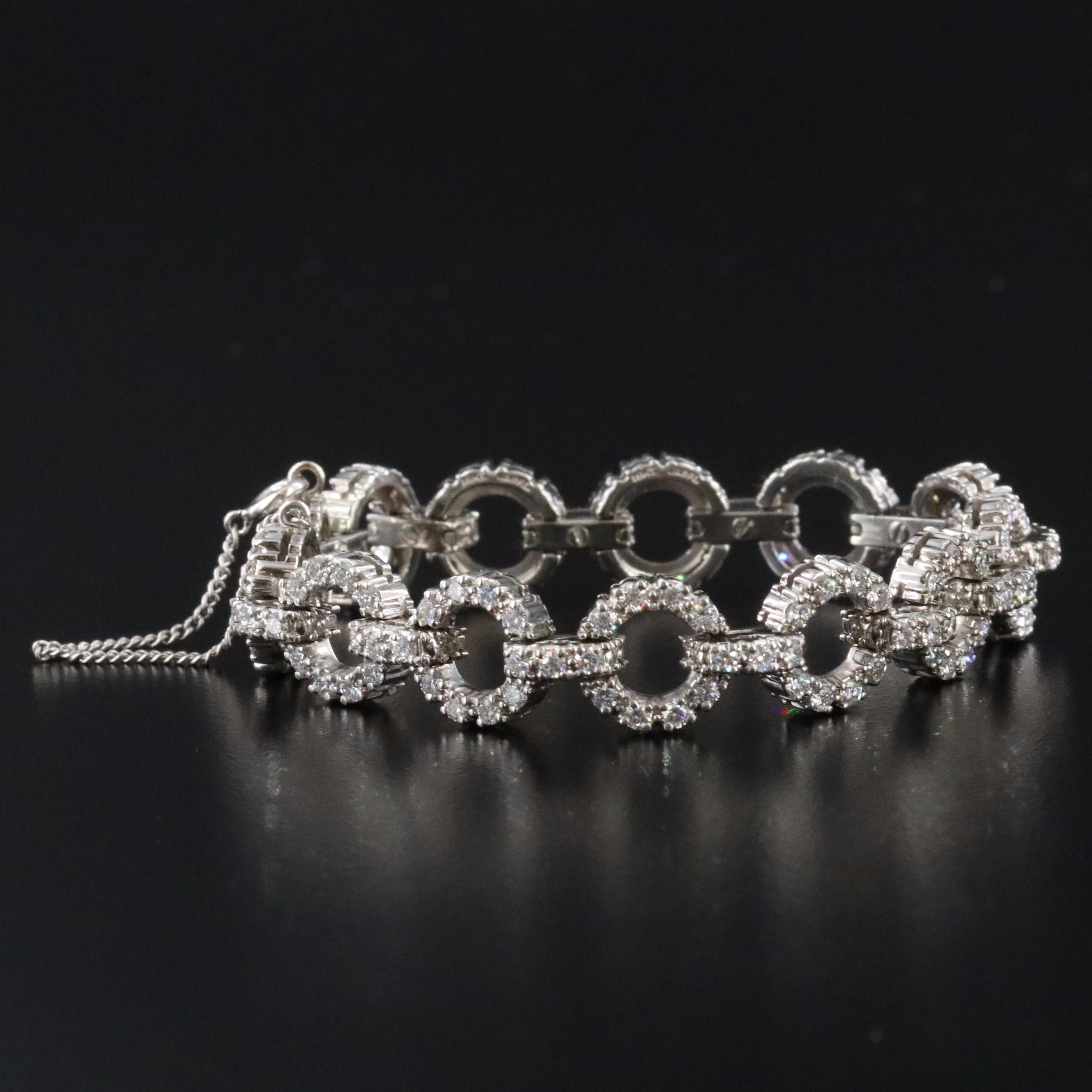Vintage Jabel 18K 3.52 CTW Diamond Circle Link Bracelet