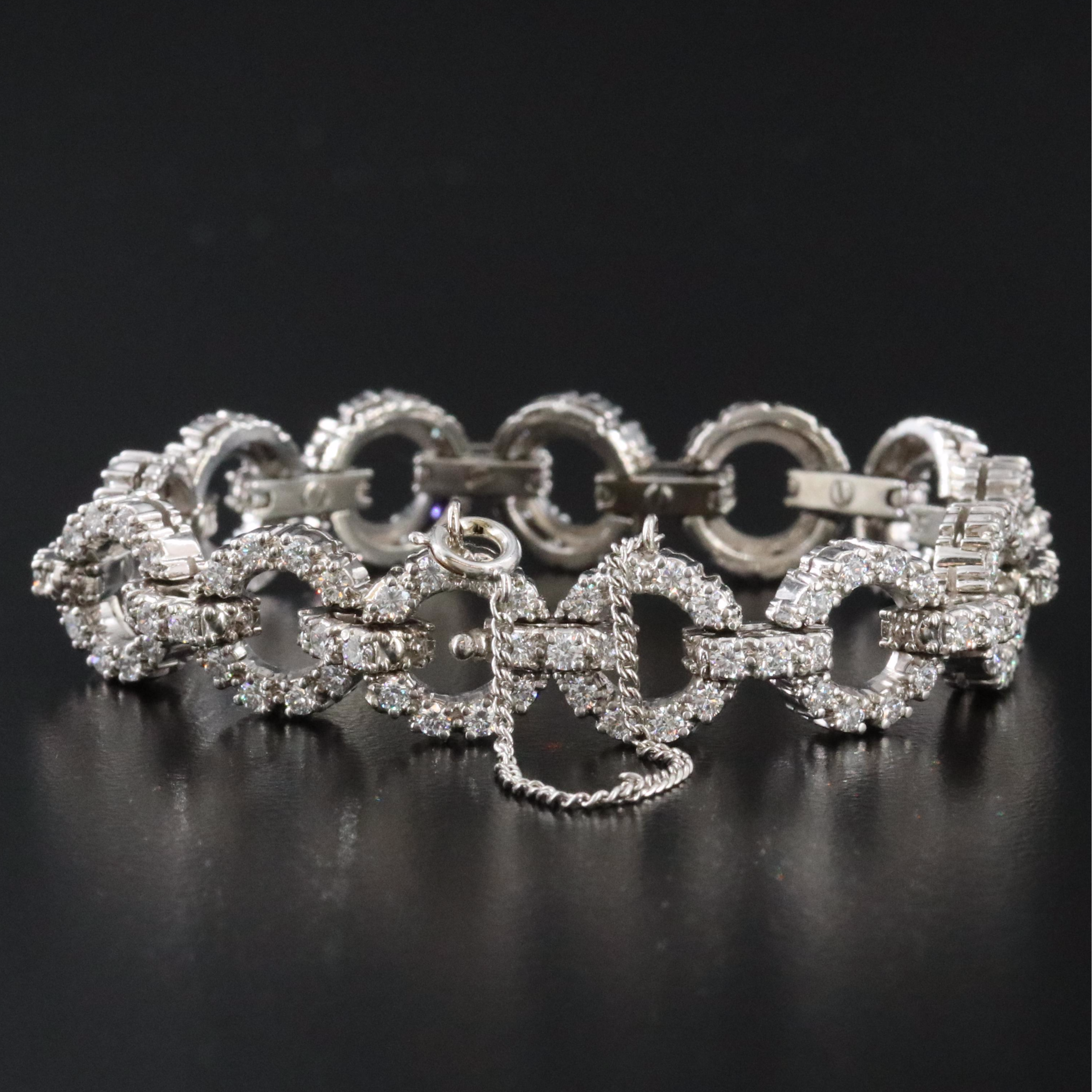 Vintage Jabel 18K 3.52 CTW Diamond Circle Link Bracelet