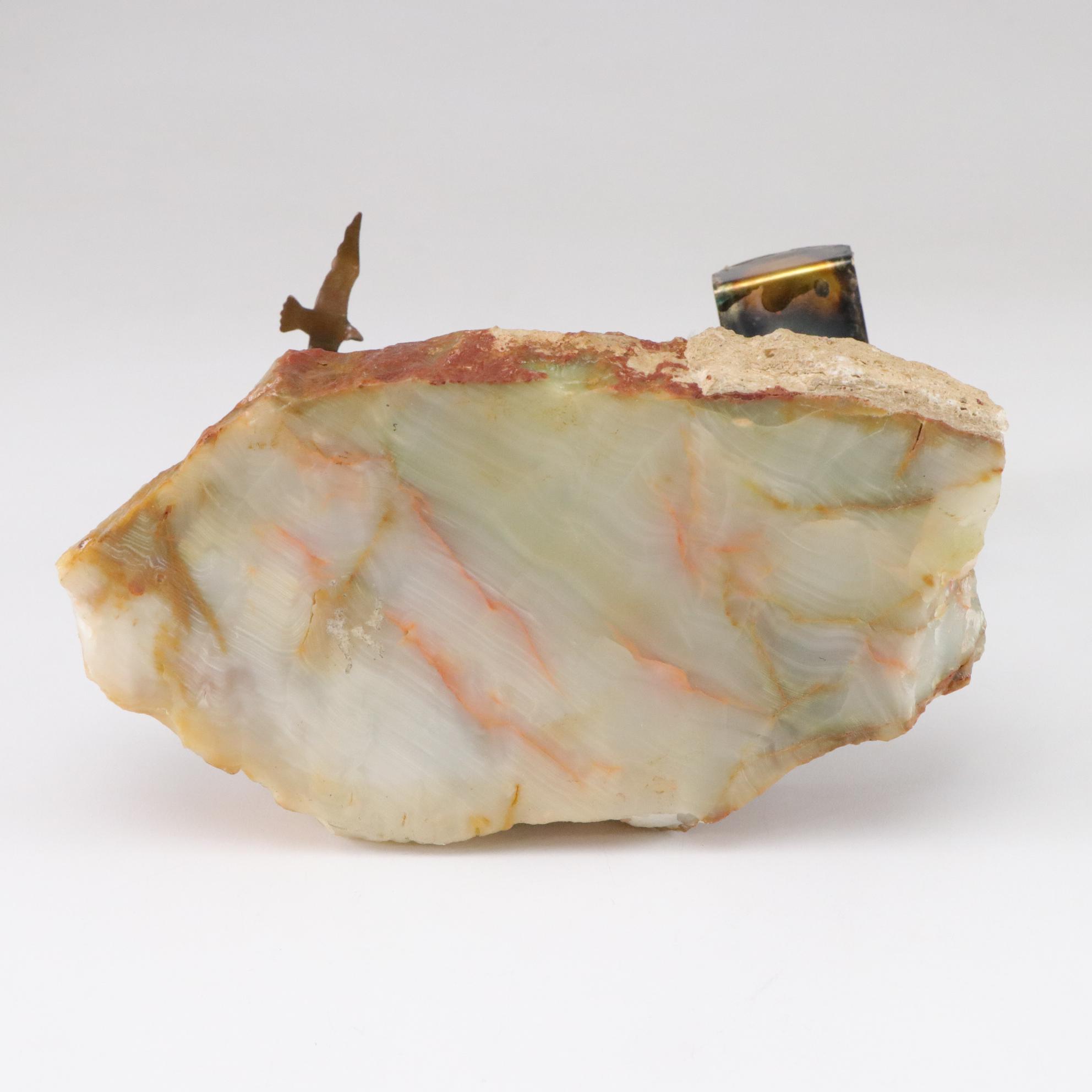 Mario Jason "Mailbox, Fence and Bird" Metal Sculpture on Stone Base, 1975